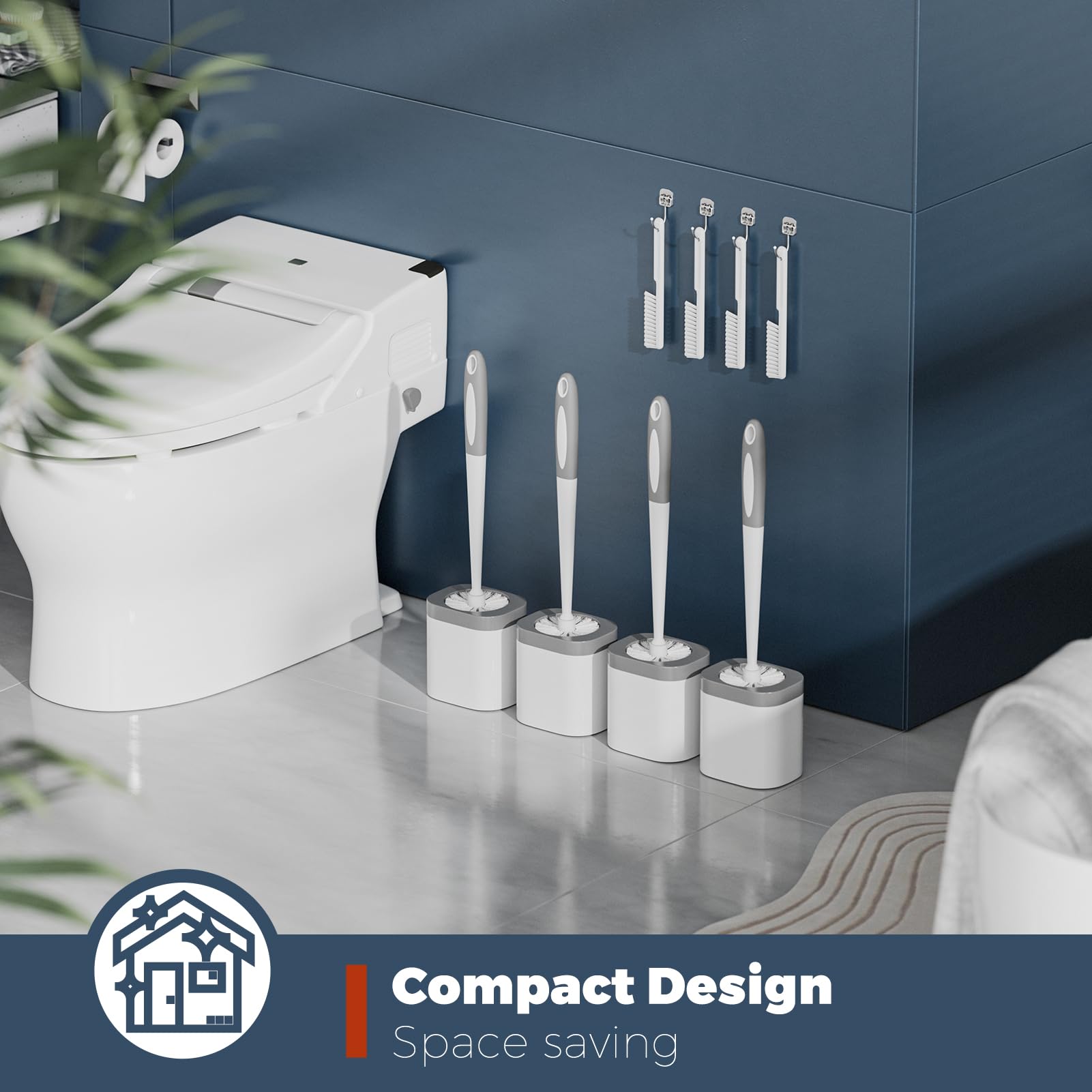 Toilet Brush and Holder Set (4 Count)