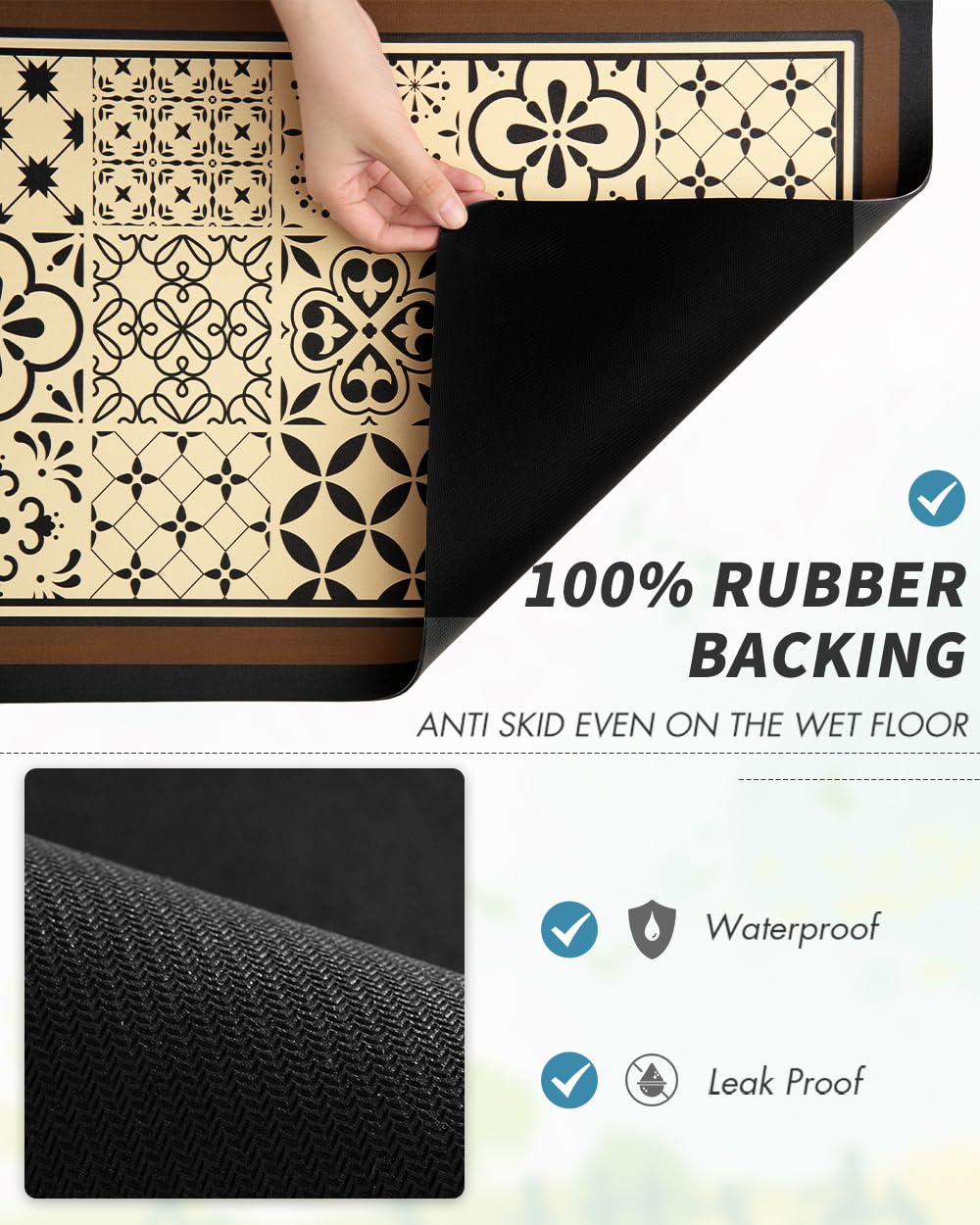 Coffee Mat Hide Stain Rubber Backed Absorbent Dish Drying Mat for Kitchen Counter