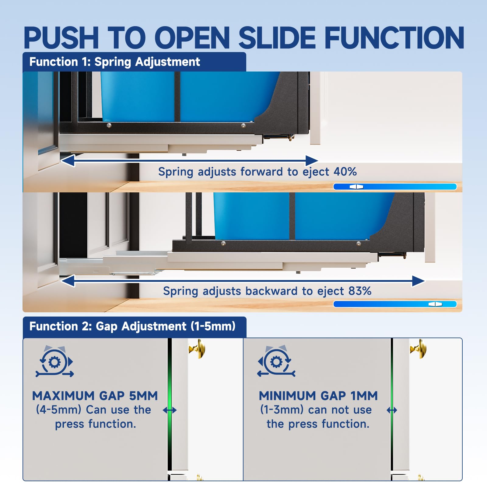 Pull Out Trash Can Under Cabinet with Push to Open Slide