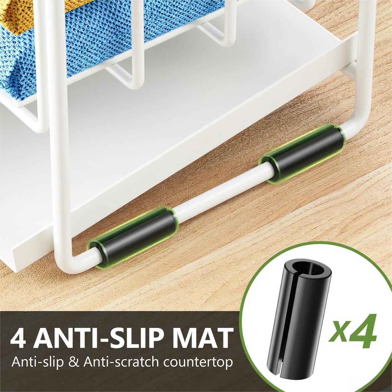White 2 Tier Kitchen Sink Caddy Organzier Rack with Flexible Dish Brush Holder