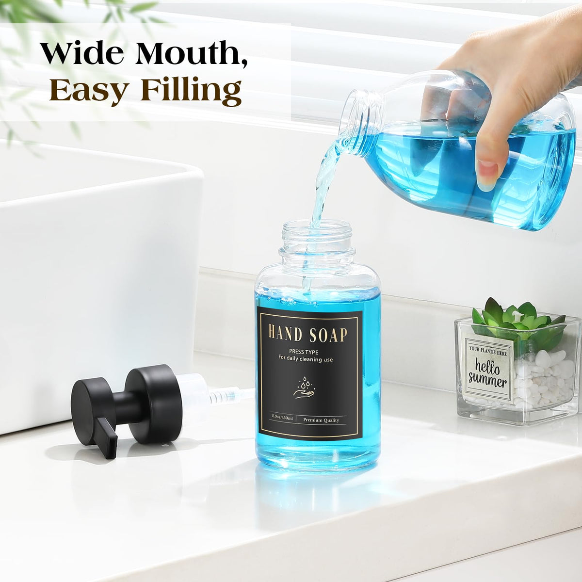 Glass Foaming Soap Dispenser 15oz Hand Soap Bottle