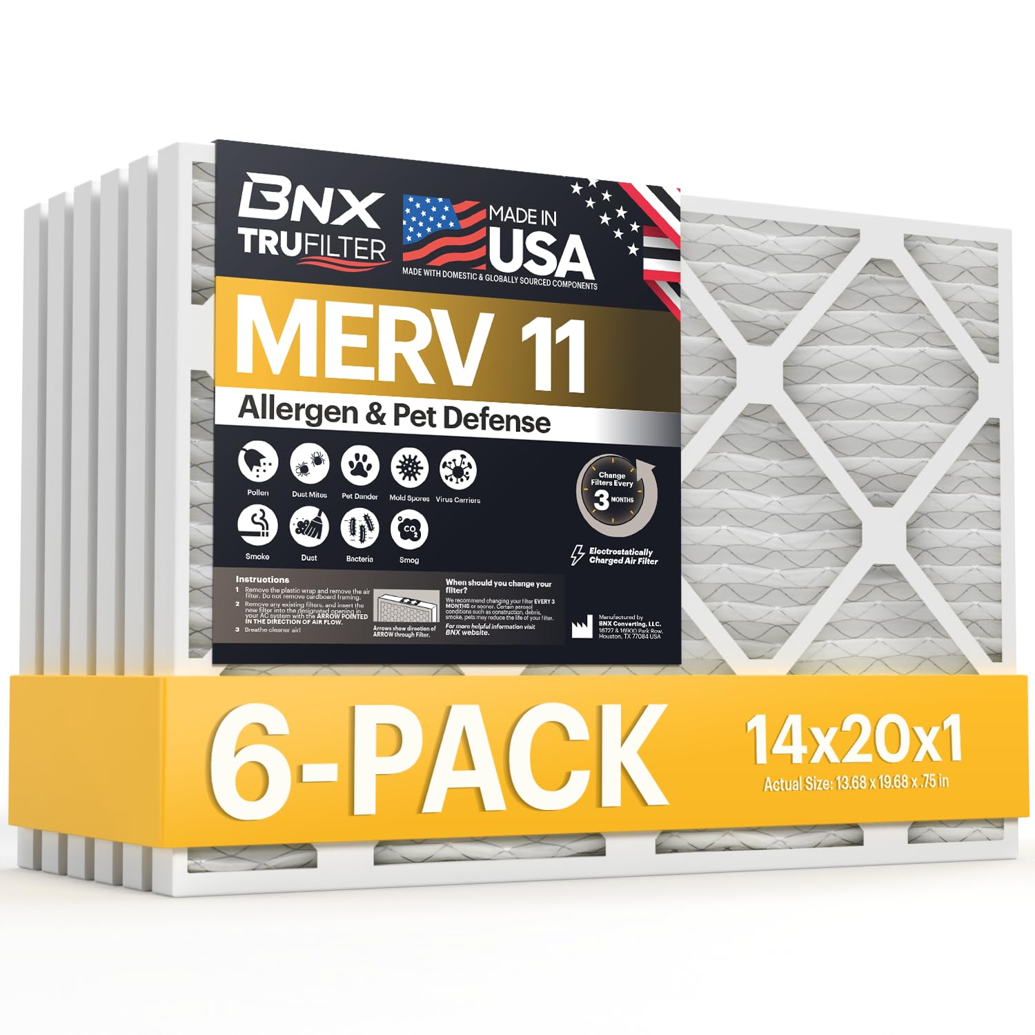 TruFilter 14x20x1 Air Filter MERV 11 (6 Count)