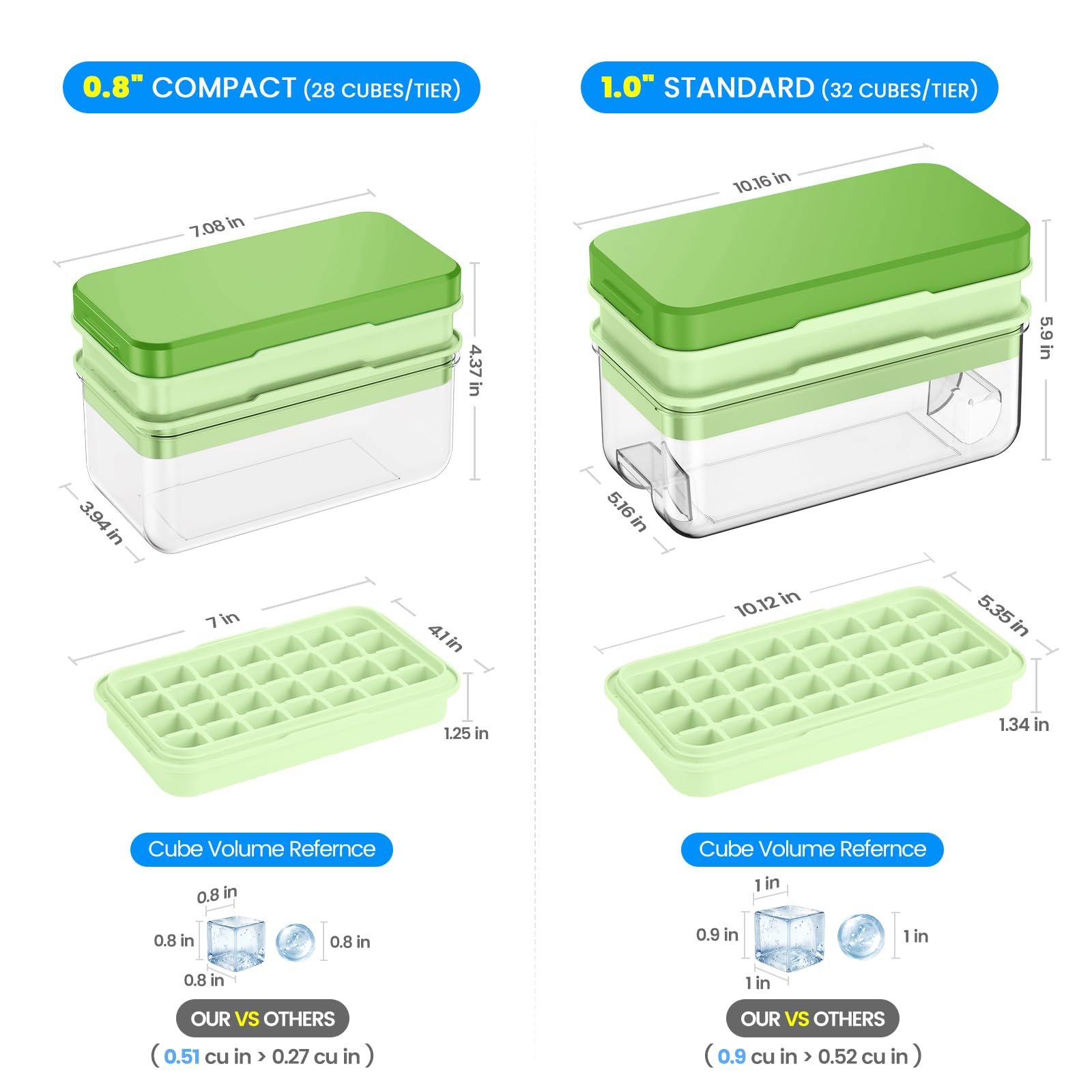 Ice Cube Tray with Lid and Bin