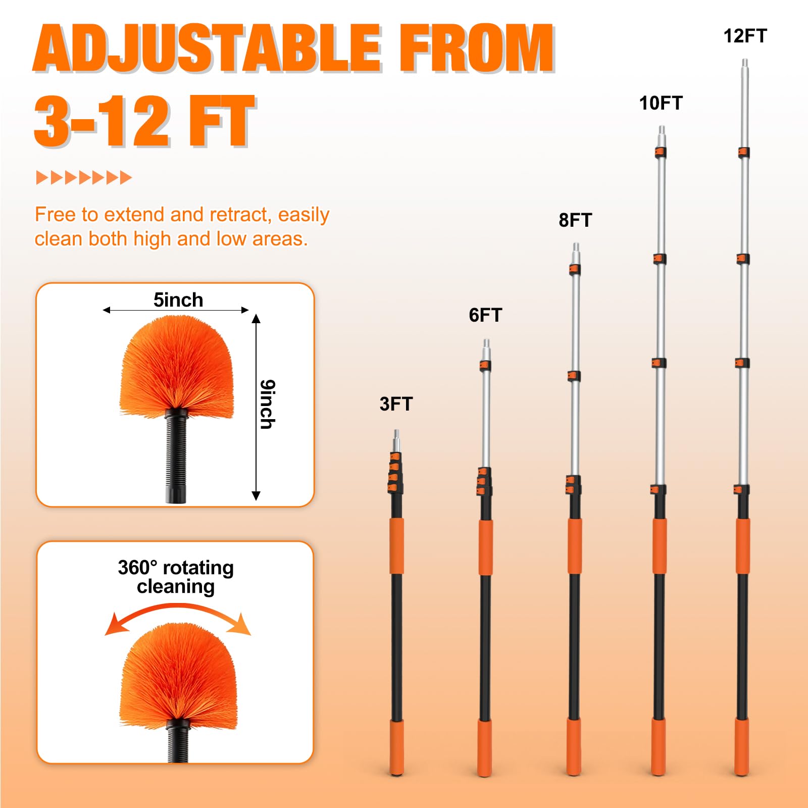 12FT Cobweb Duster with Extension Pole