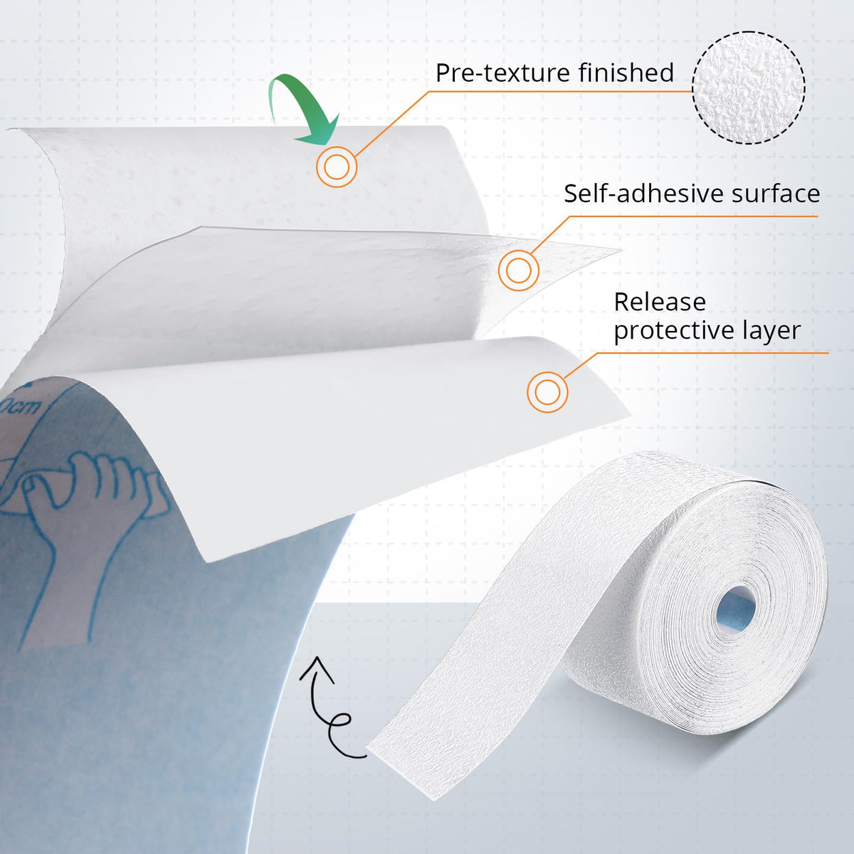 Self Adhesive Crack Drywall Joint Repairs Tape 1.5'' x 32' Textured Roll Joint Tape Paintable for Walls Diatom Mud Finish Texture Tapes for Drywall Repair (32 Foot)