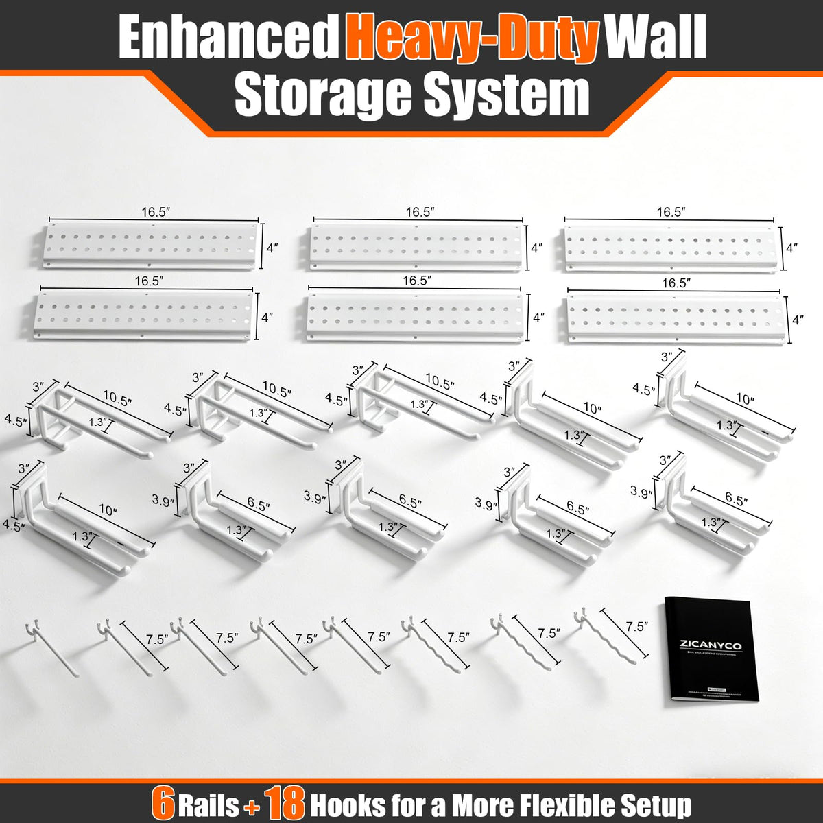 Garage Tool Organizer Wall Mount 99 inches with 18 Adjustable Heavy