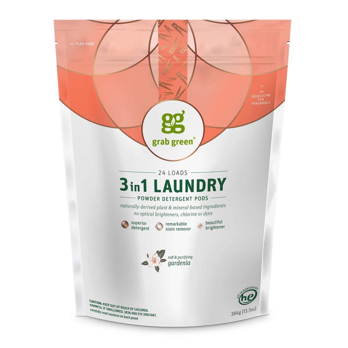 3-in-1 Laundry Detergent Pods, 24 Count, Gardenia