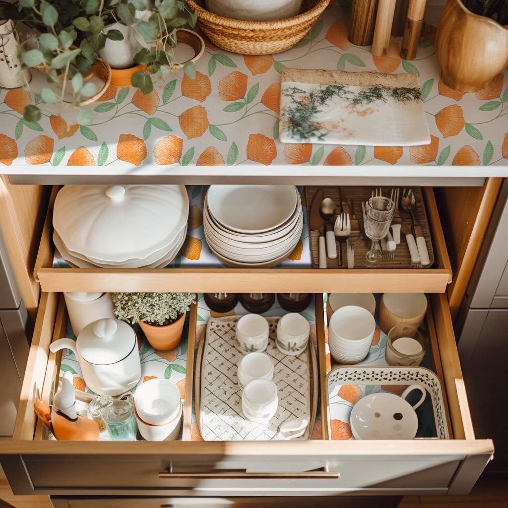 12" W x 120" L Floral Drawer and Shelf Liner for Cabinets
