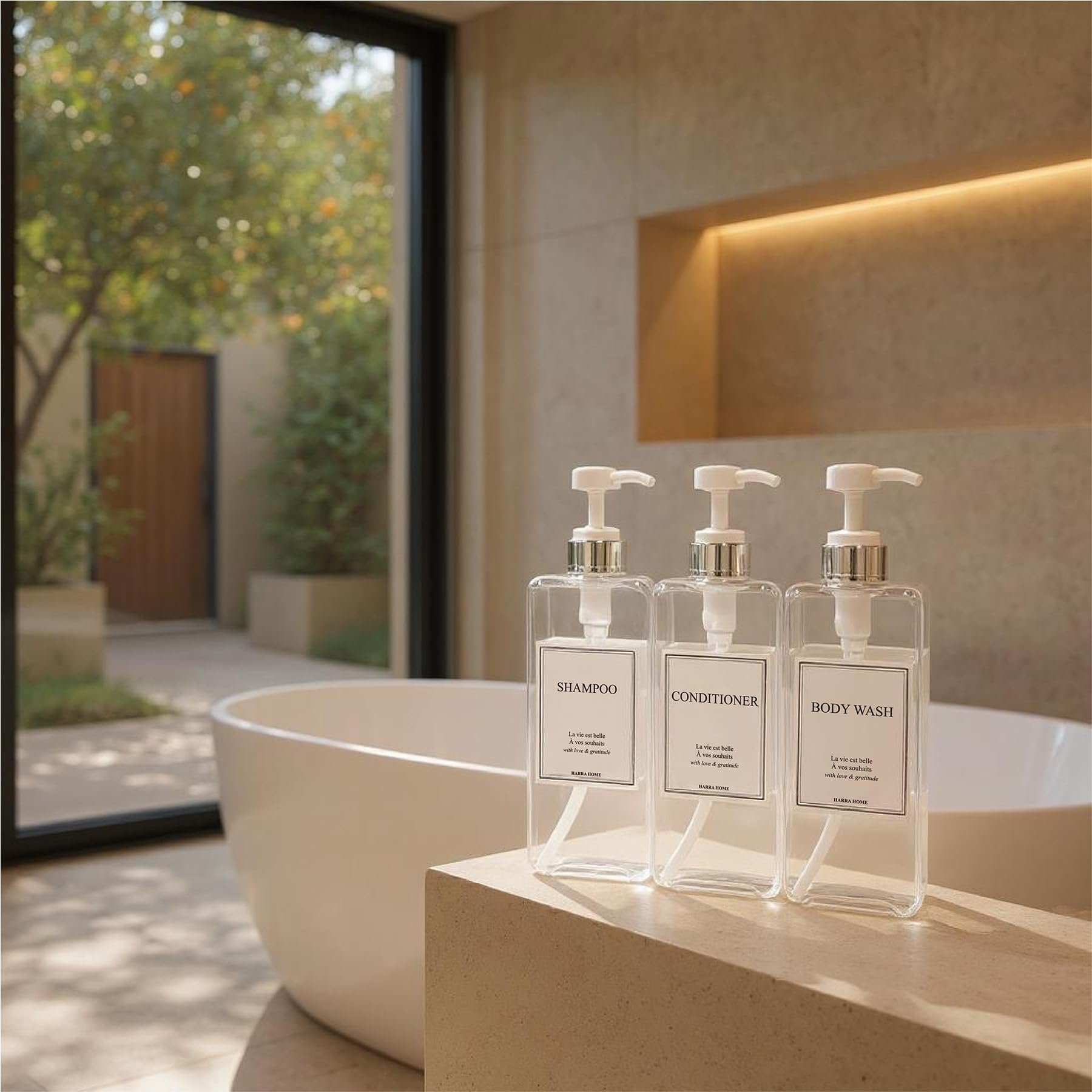 Modern Design Shampoo and Conditioner Dispenser (3 Count)