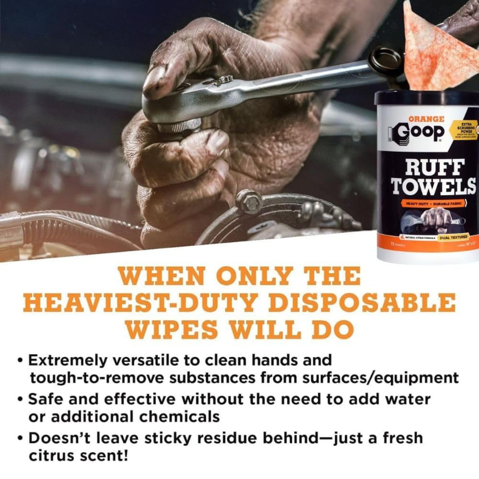 Orange Heavy Duty Ruff Towels with Scrubbing Power (144 Count)