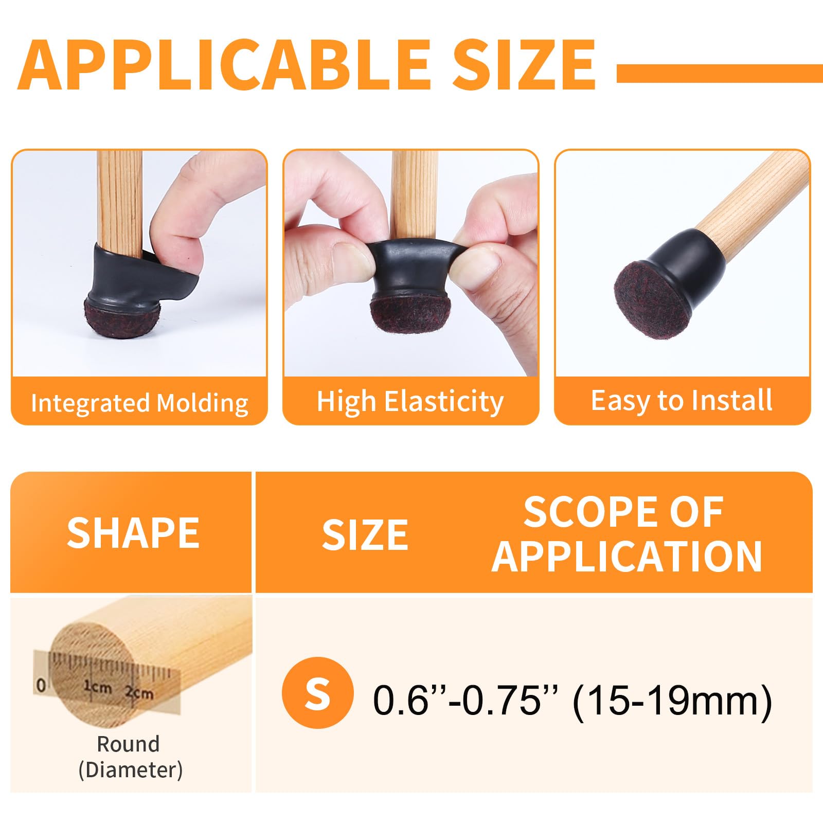 24 Pcs Small Black Silicone Chair Leg Floor Protectors for Hardwood Floor (24 Count)