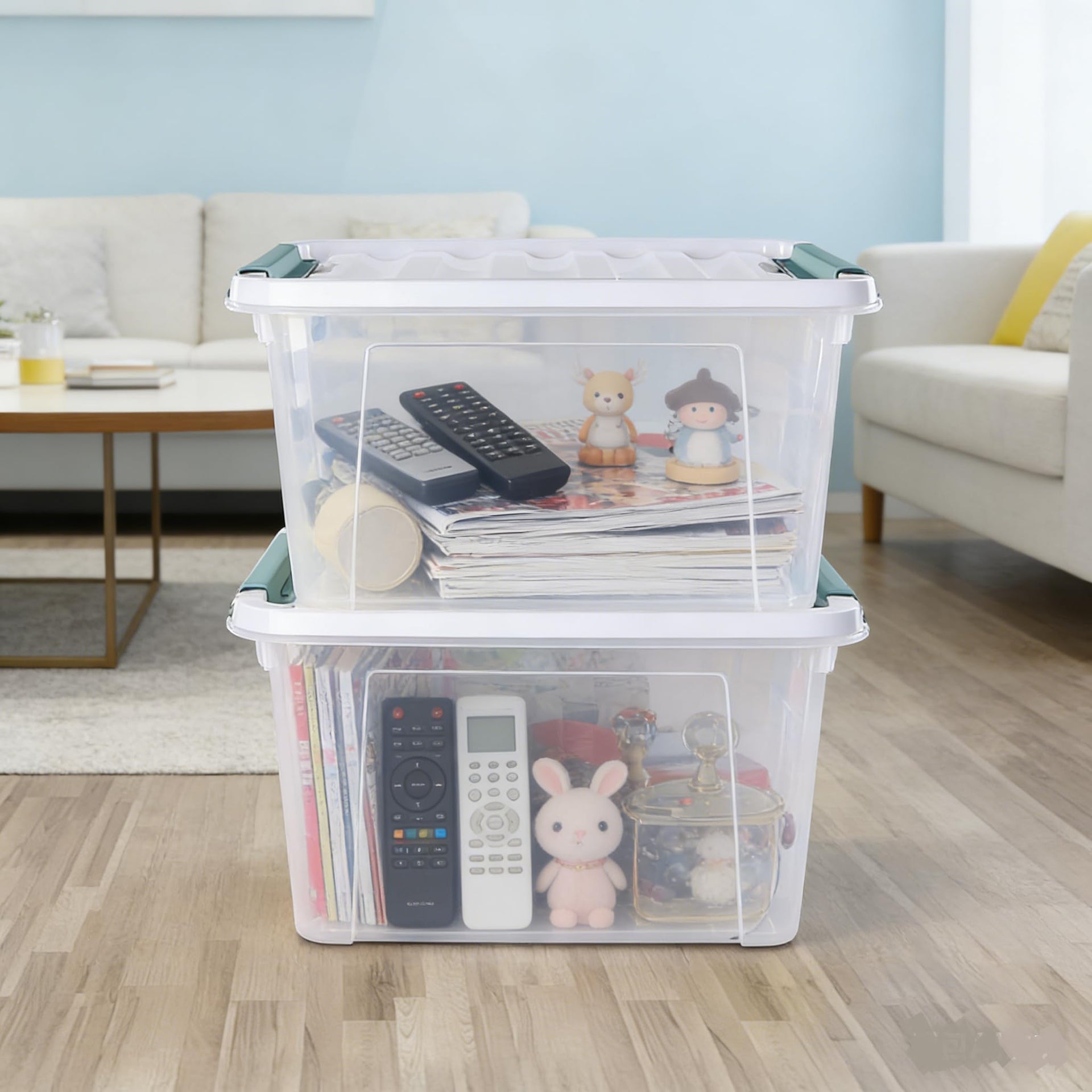20 Quart Clear Plastic Storage Boxes with Latching Lids