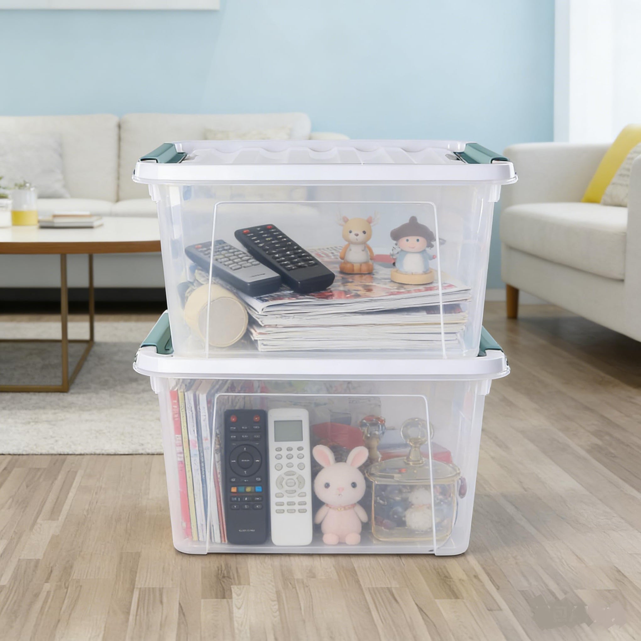 20 Quart Clear Plastic Storage Boxes with Latching Lids