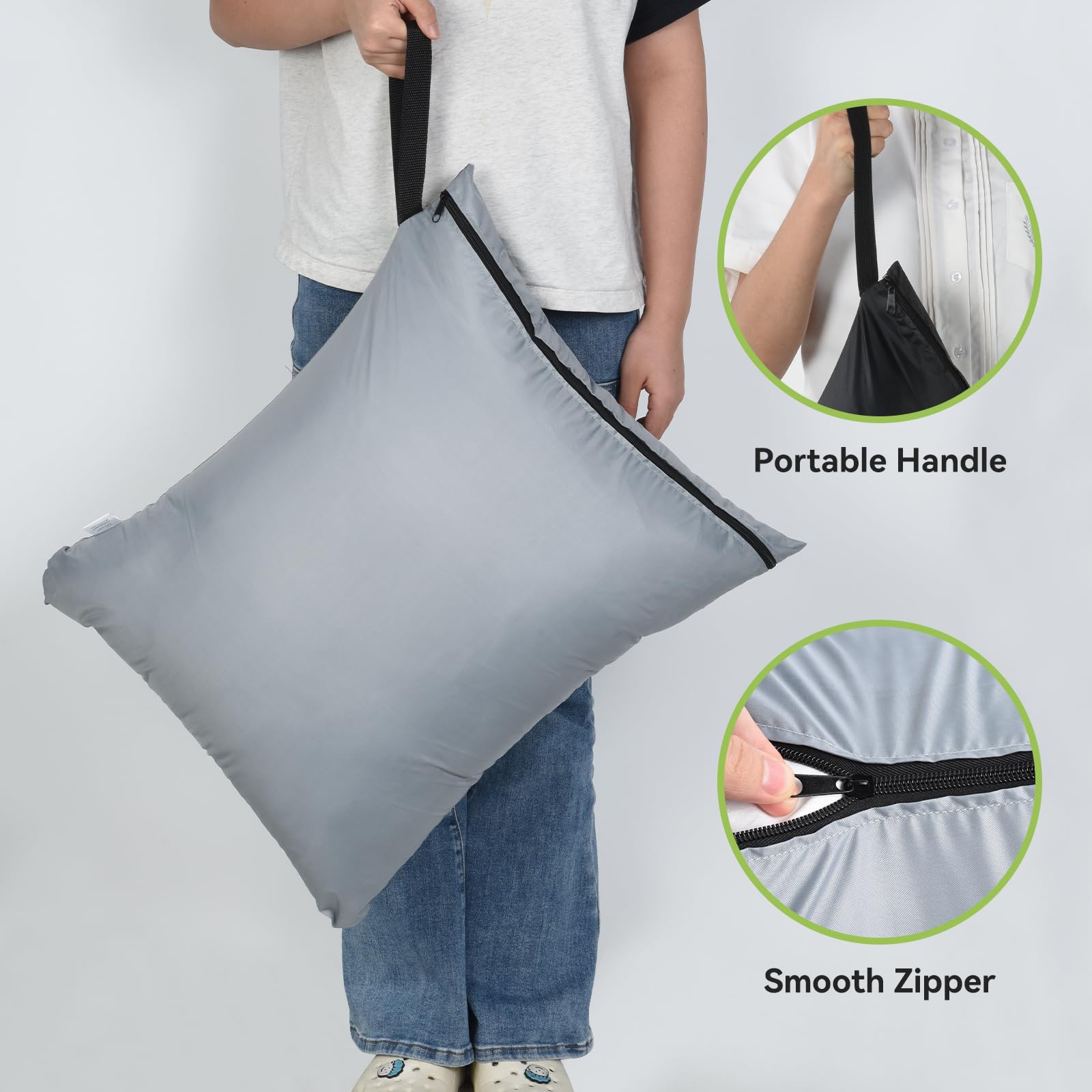 2Pcs Exlarge Wet Bag 24x32 inch Reusable Waterproof Wet Dry Bag with Zipper Handle Wet Clothes Washable Laundry Bag for Travel Swimsuit Beach Drying do not exceed 176℉ Black & Grey (2 Count)