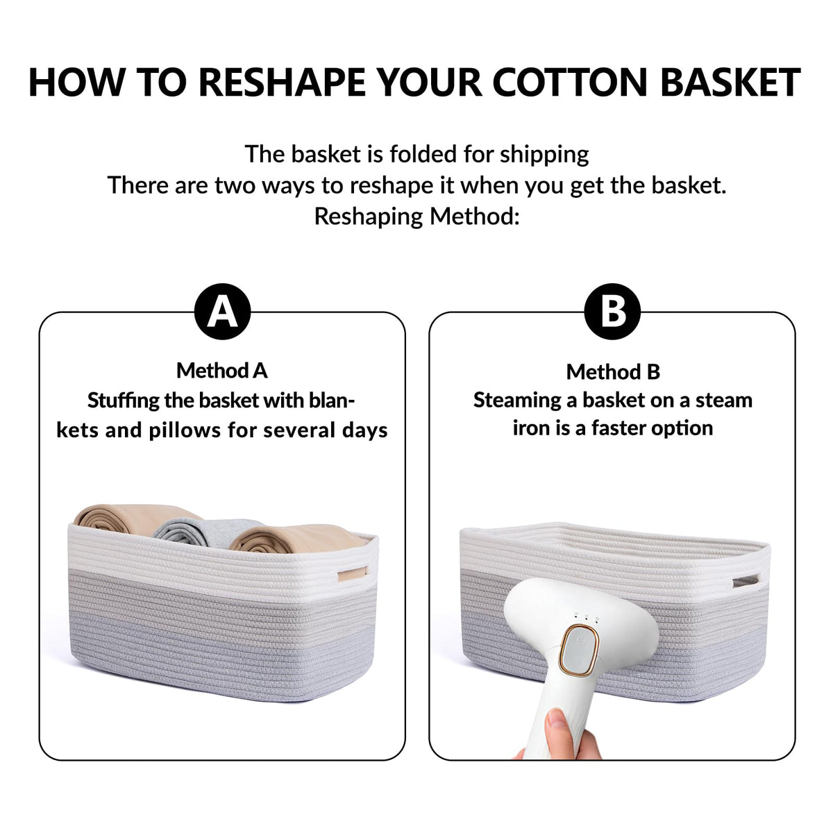 Large Storage Baskets for Shelves (3 Count)