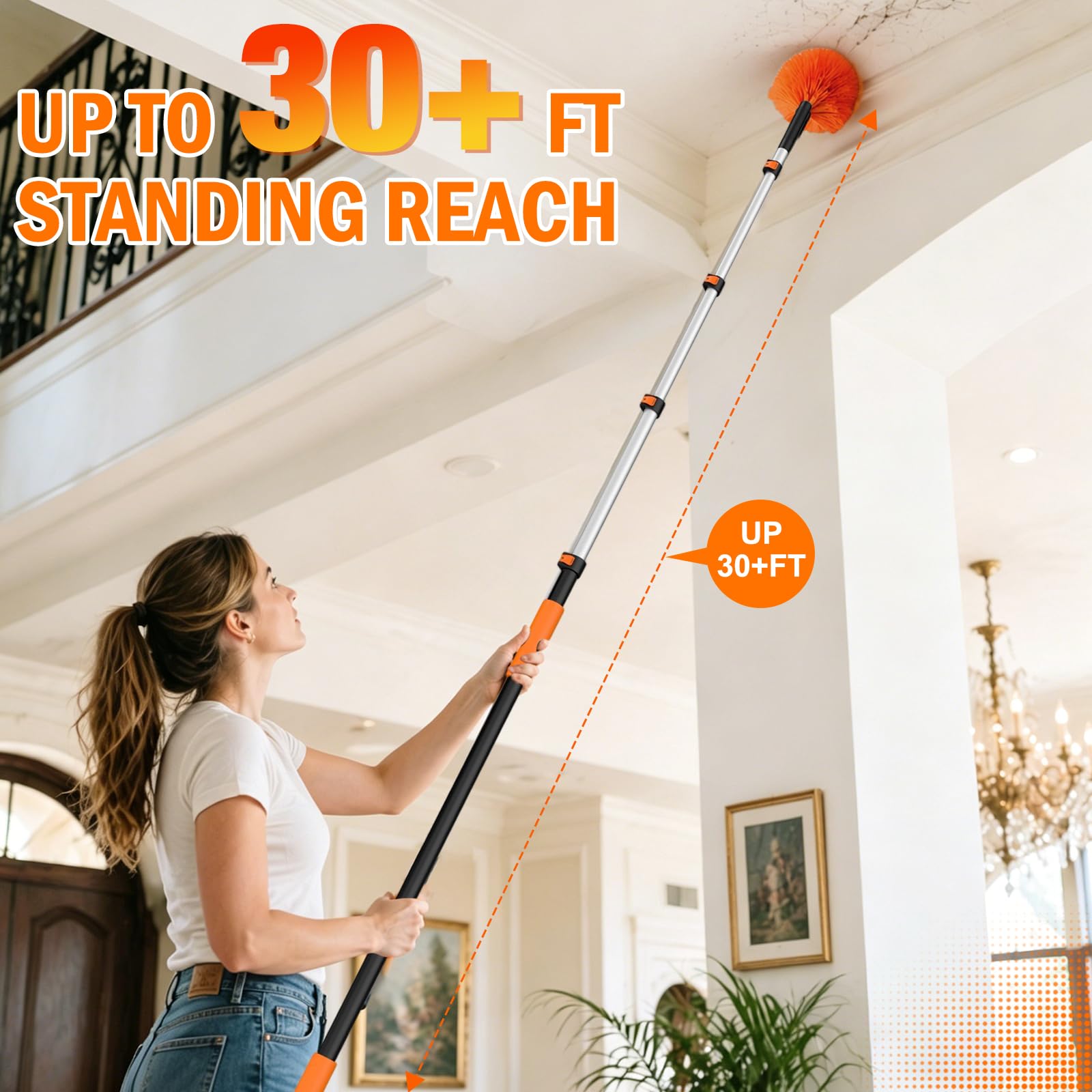 36FT High Reach Duster Cleaning Kit with Extension Pole