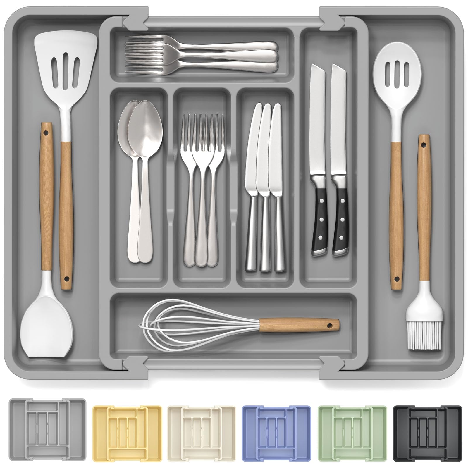 Large Silverware Organizer for Kitchen Drawer & Utensils