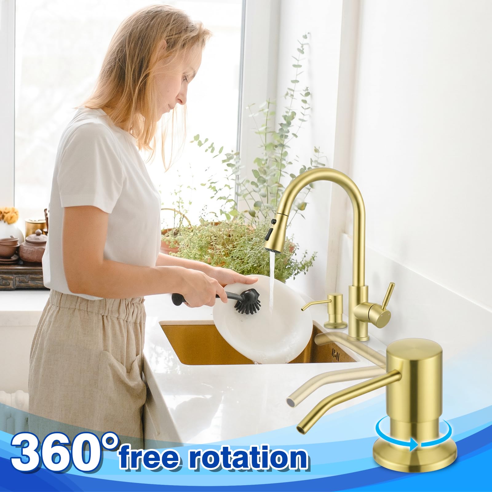 Gold Soap Dispenser for Kitchen Sink WEWE