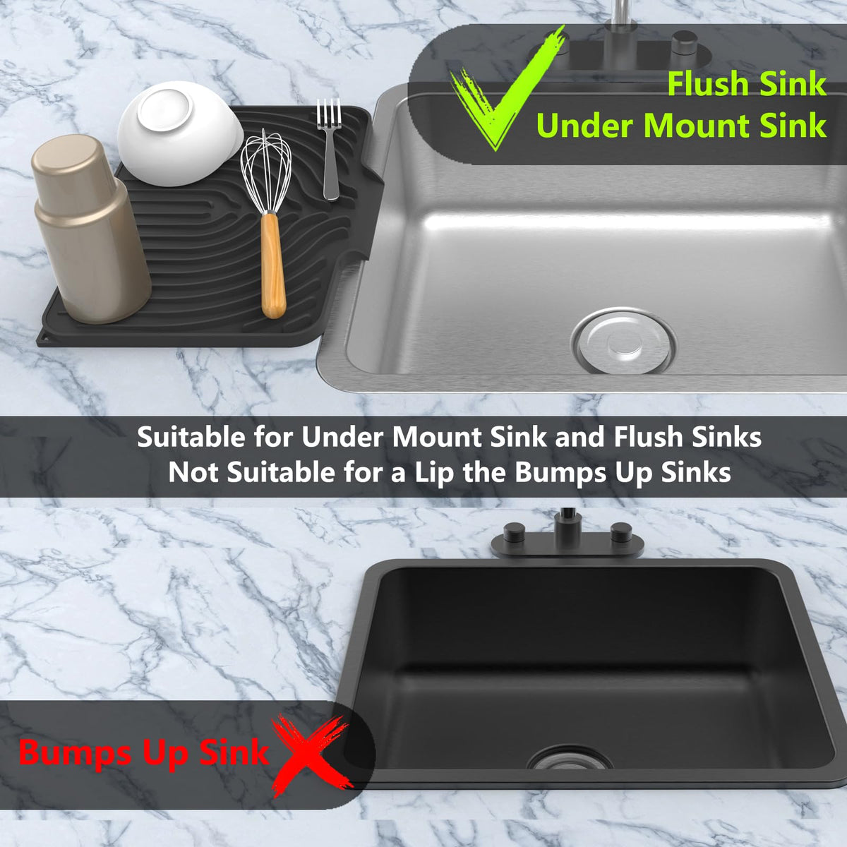 Dish drying mats for kitchen counter