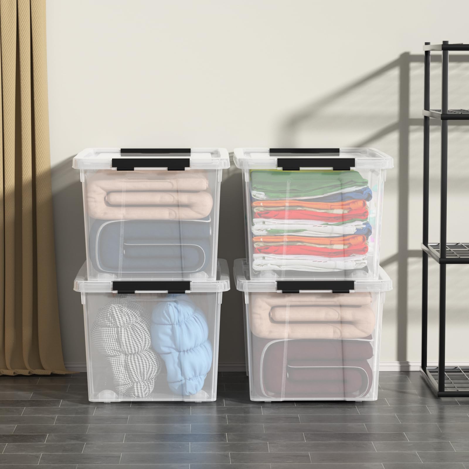 50 Quart Plastic Storage Containers with Latching Lids (4 Count)