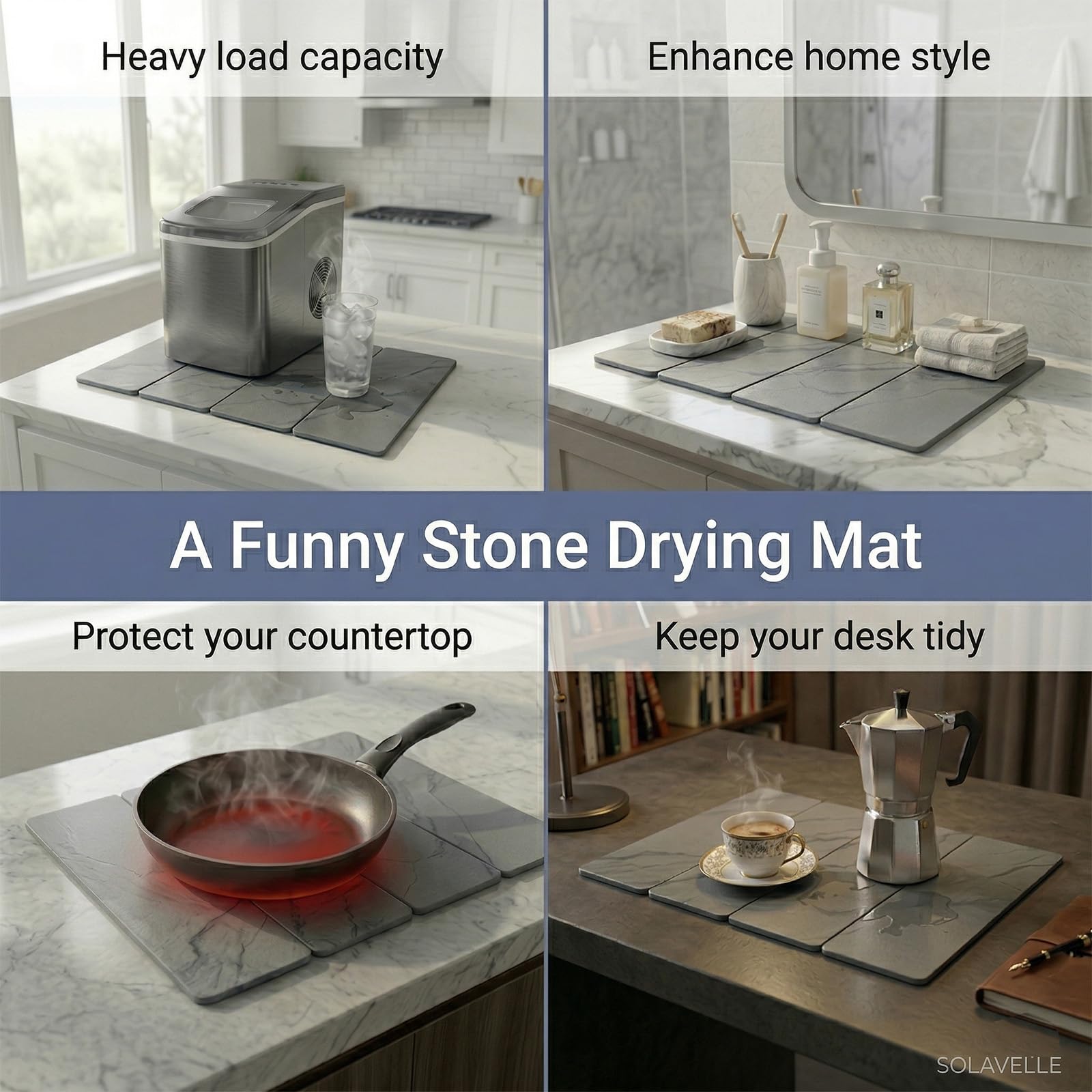 Stone Drying Mat for Kitchen Counter Light Gray