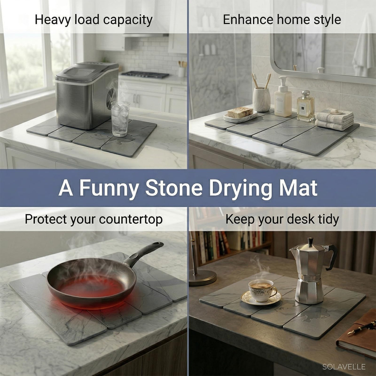 Stone Drying Mat for Kitchen Counter Dark Gray
