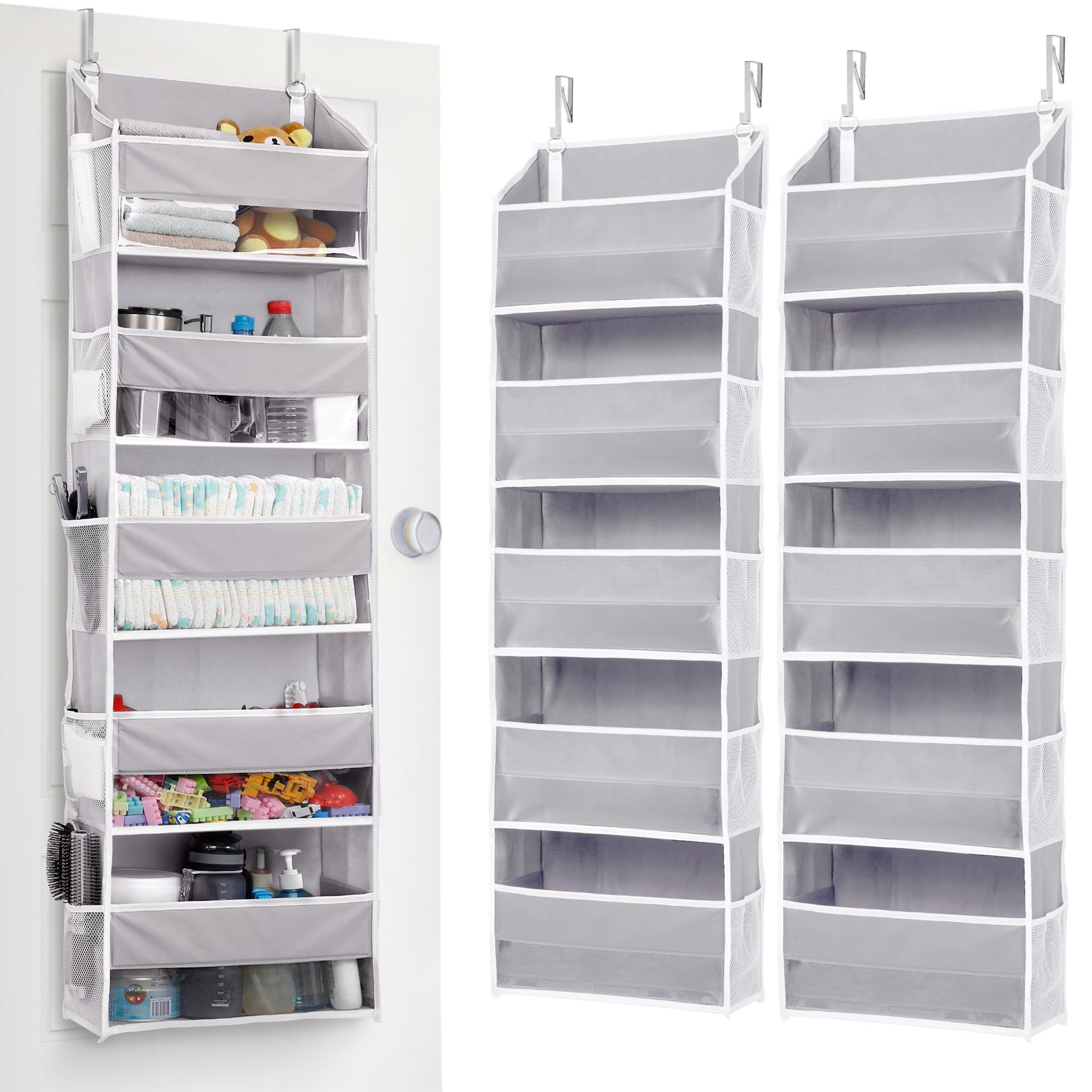 2 Pack 5 tier Over the Door Organizer Light Gray (2 Count)