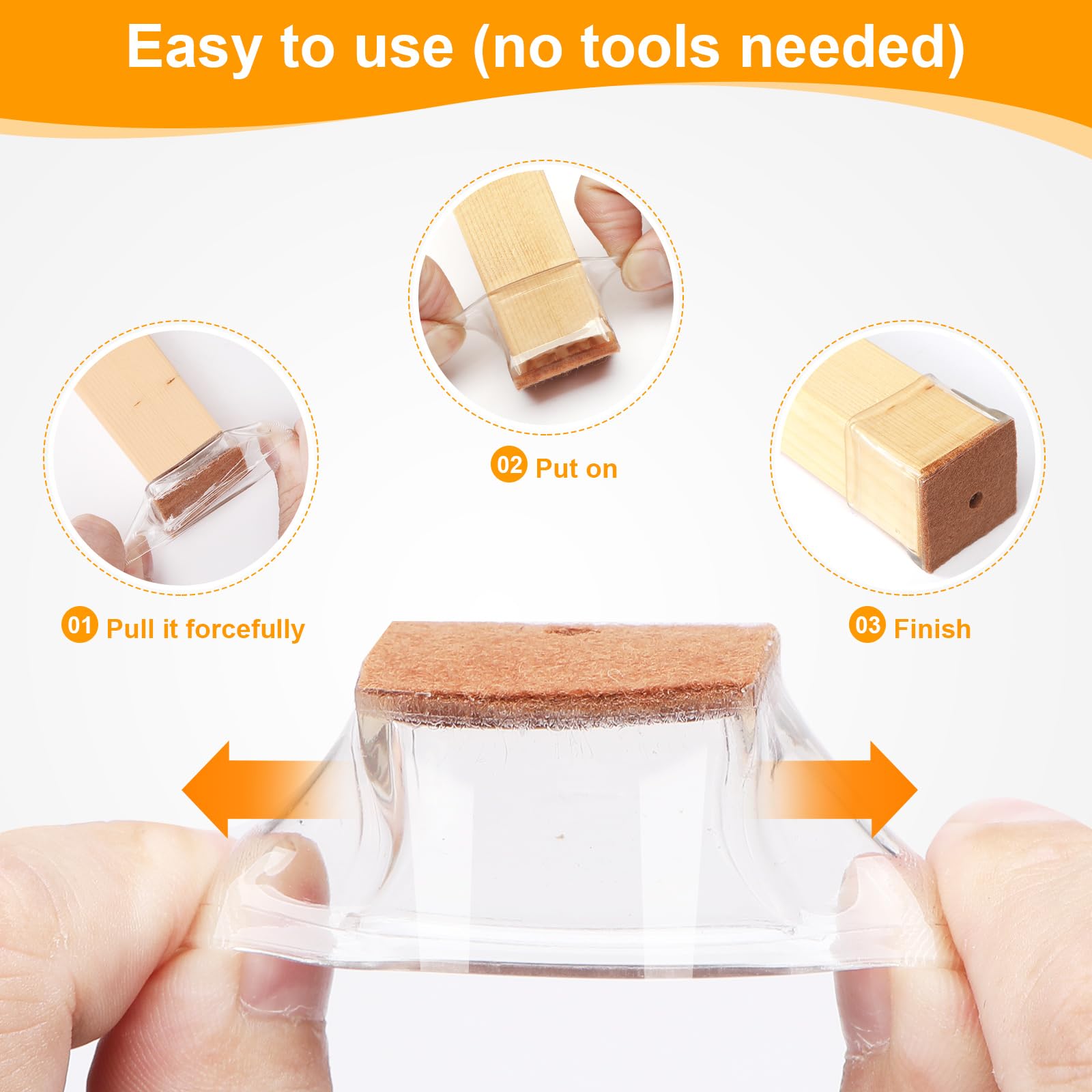 48 Pack Square Chair Leg Floor Protectors for Hardwood Floors (48 Count)