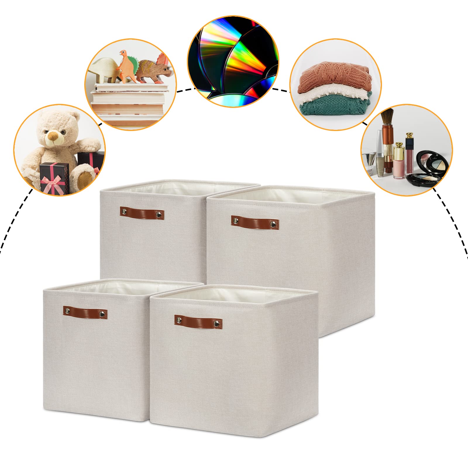 Storage Bins 4 Pack Of 13x13x13 Decorative Storage Cube Bins Suit Office (4 Count)