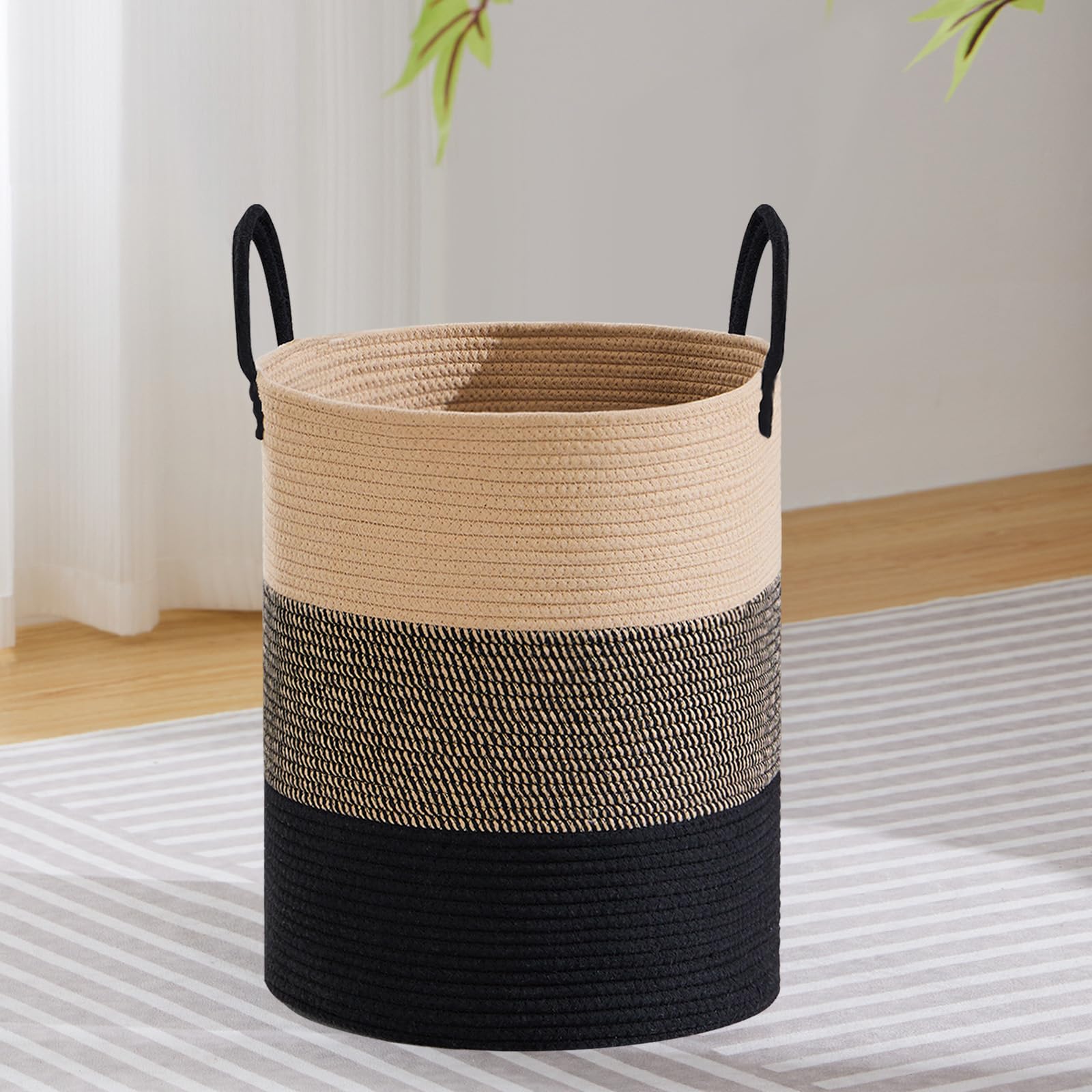 53L Tall Woven Laundry Basket Hamper