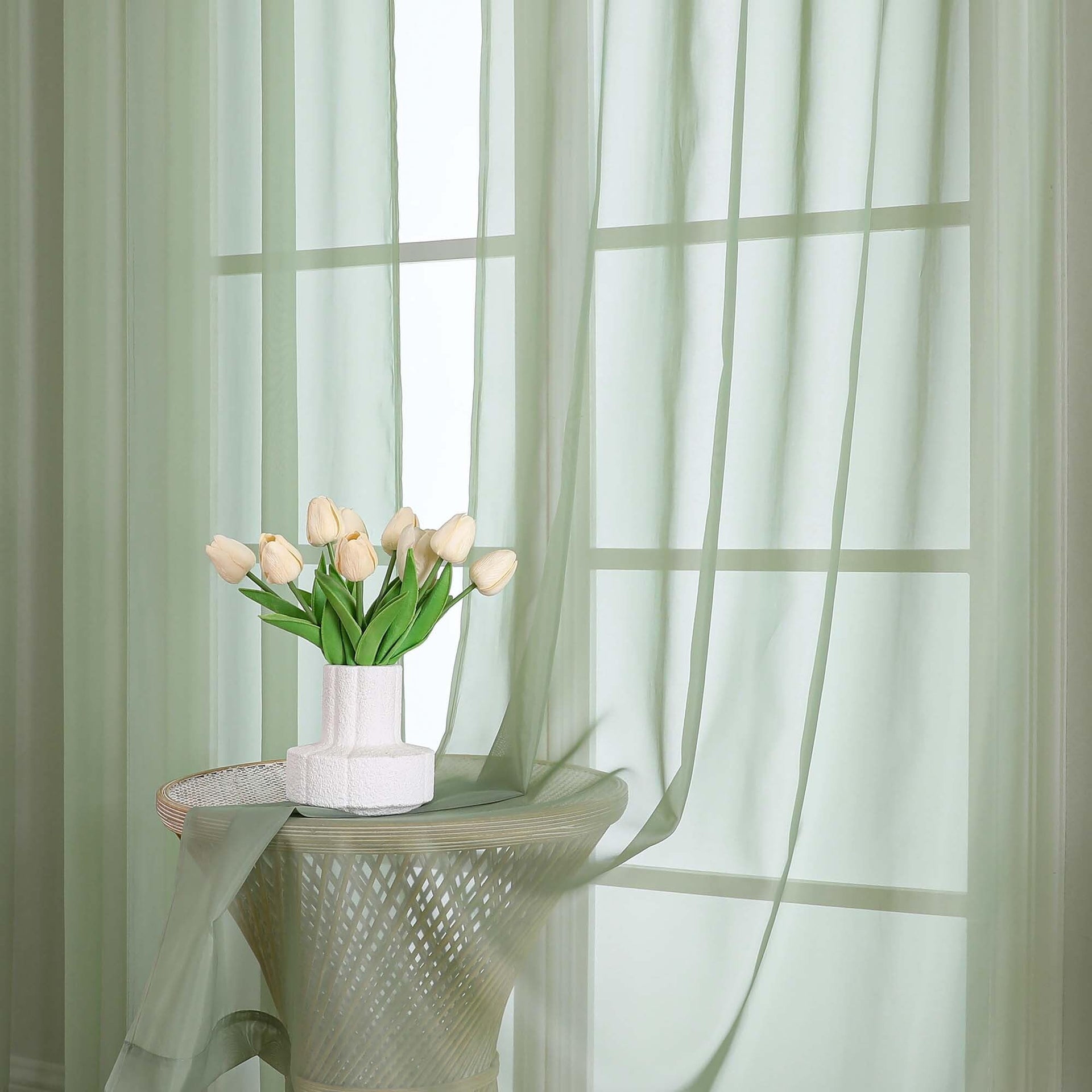 Sage Green Sheer Curtains 96 Inches Long 2 Panels (2 Count)