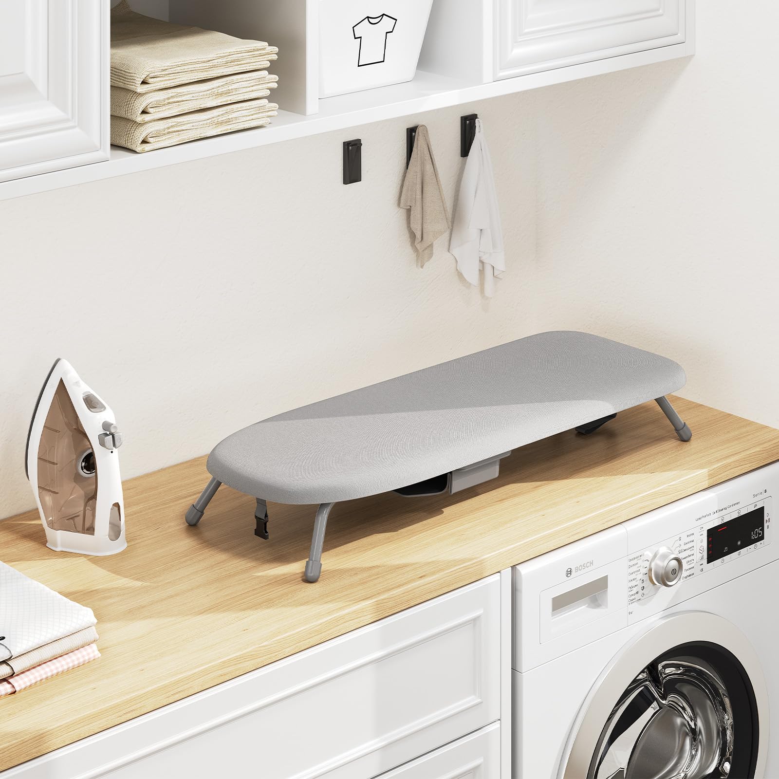 Small Ironing Board with Iron Holder Compact Tabletop Iron Board