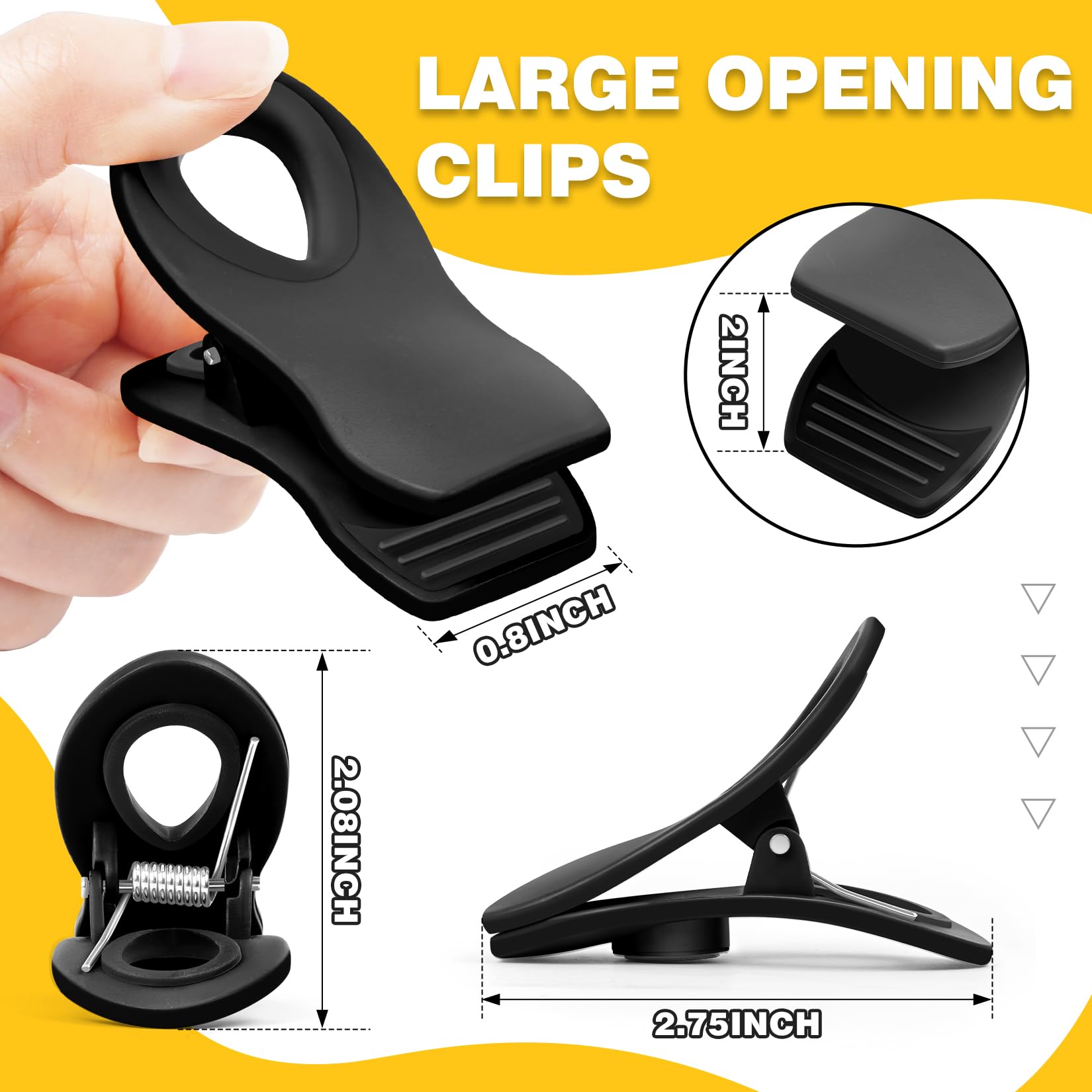 10PCS Magnetic Chip Clips Airtight Seal Reusable Black Bag Clips for Food Storage Heavy Duty Plastic Food Clip for Refrigerator (10 Count)