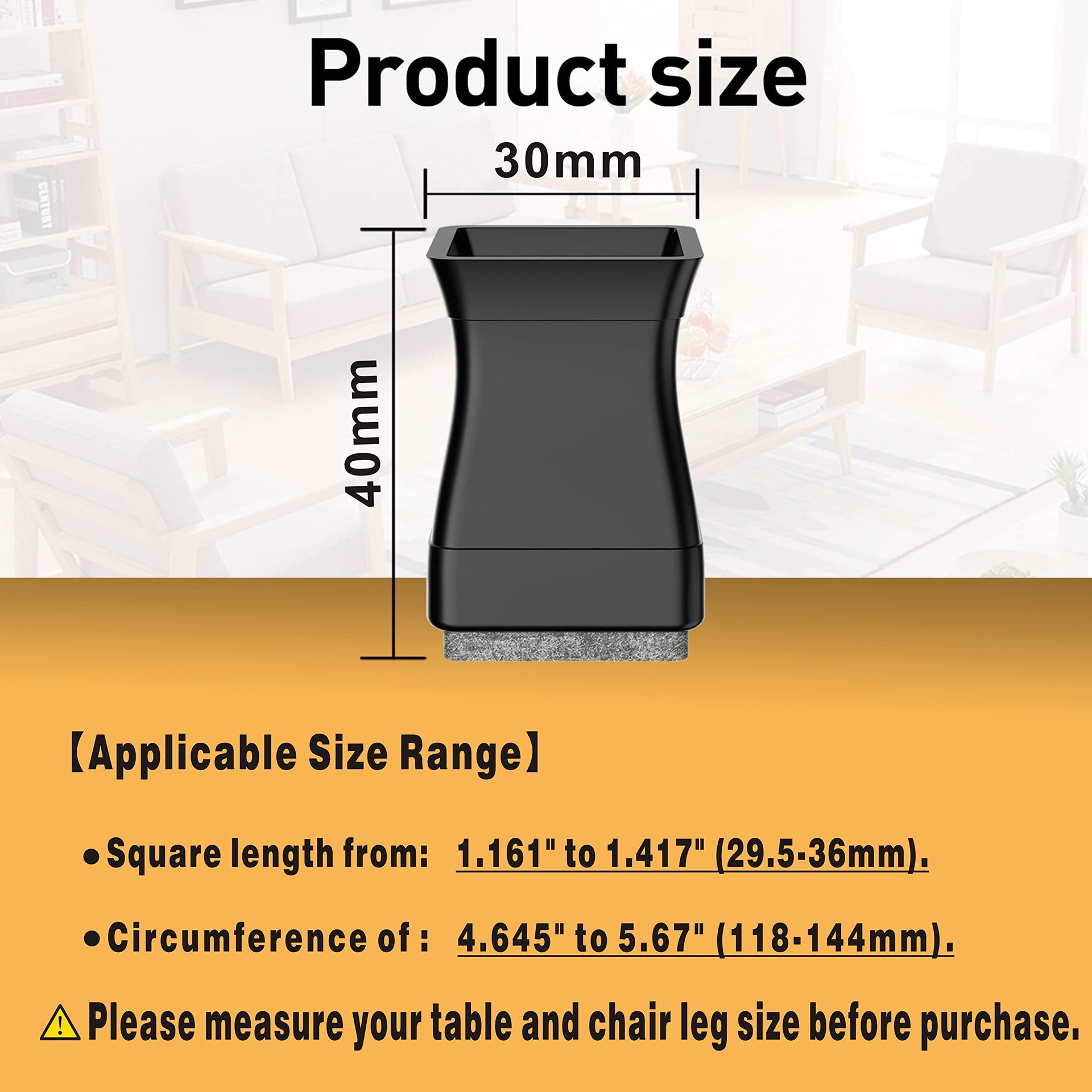 Square Chair Leg Protectors for Hardwood Floors (16 Count)