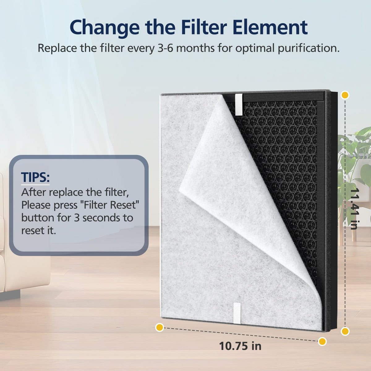 PR1 Pet Replacement Filter for Mooka PR1 Air Purifier for Pet Dander (2 Count)