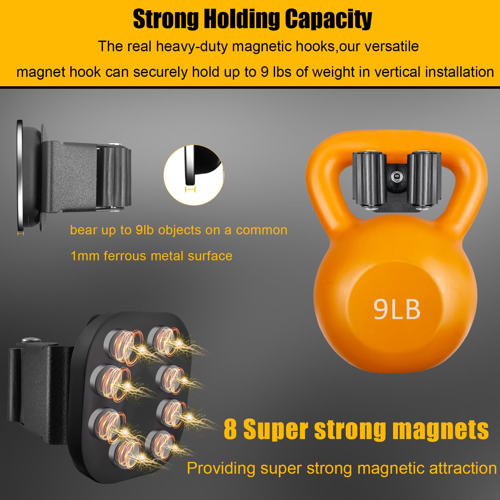 Upgraded Magnetic Broom and Mop Holder Wall Mount (4 Count)