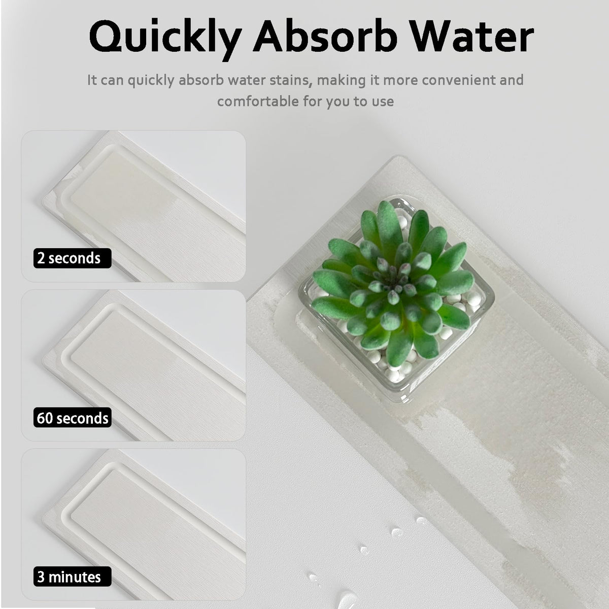 2 PCS Water Absorbing Stone Trays for Bathroom Sink Fast Drying Coasters (2 Count)