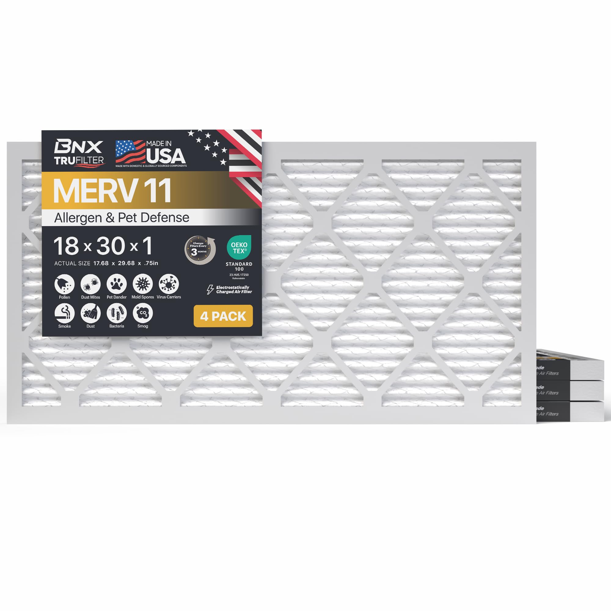 TruFilter 18x30x1 Air Filter MERV 11 (4 Count)