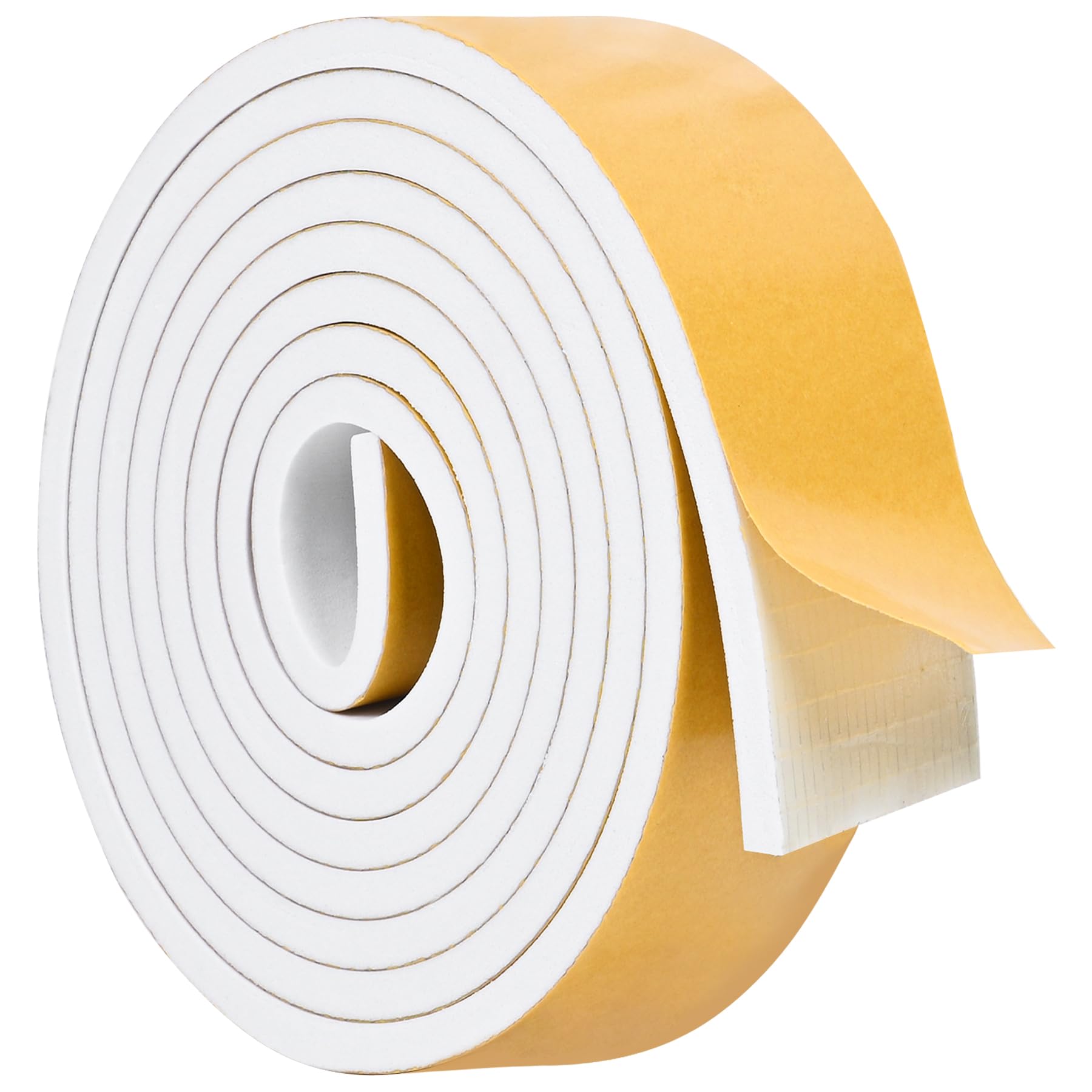 White Door Window Weather Stripping Self Adhesive Foam Tape High Density Foam Sealing Strip Window Insulation Weatherproof Gasket Tape for Doors and Windows