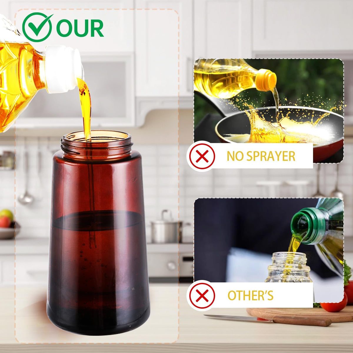Oliver Oil Sprayer Dispenser for Cooking Bottle 16oz Dark Glass Black Green (2 Count)
