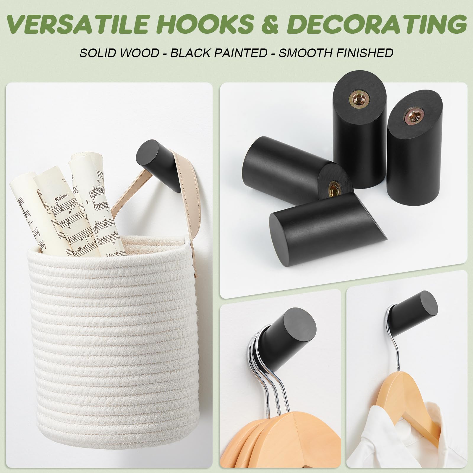Wood Wall Hooks (4 Count)