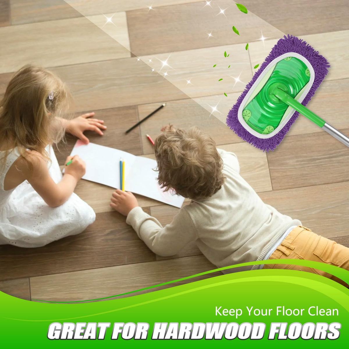 Set of 4 Reusable Microfiber Mop Pads Compatible with Swiffer Sweeper (4 Count)