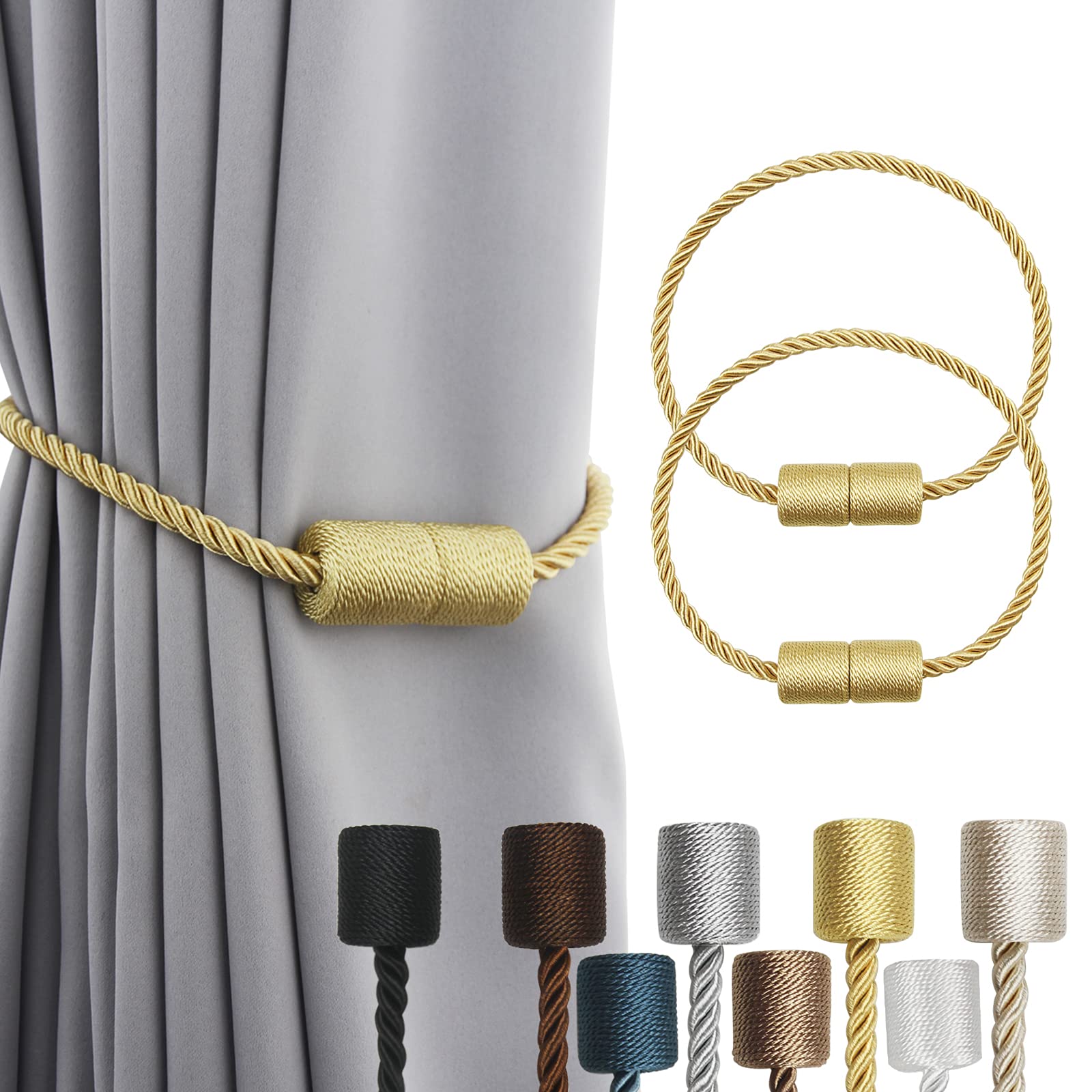 Magnetic Curtain Tiebacks Holdbacks Decorative Tie Backs for Windows Porlau (2 Count)