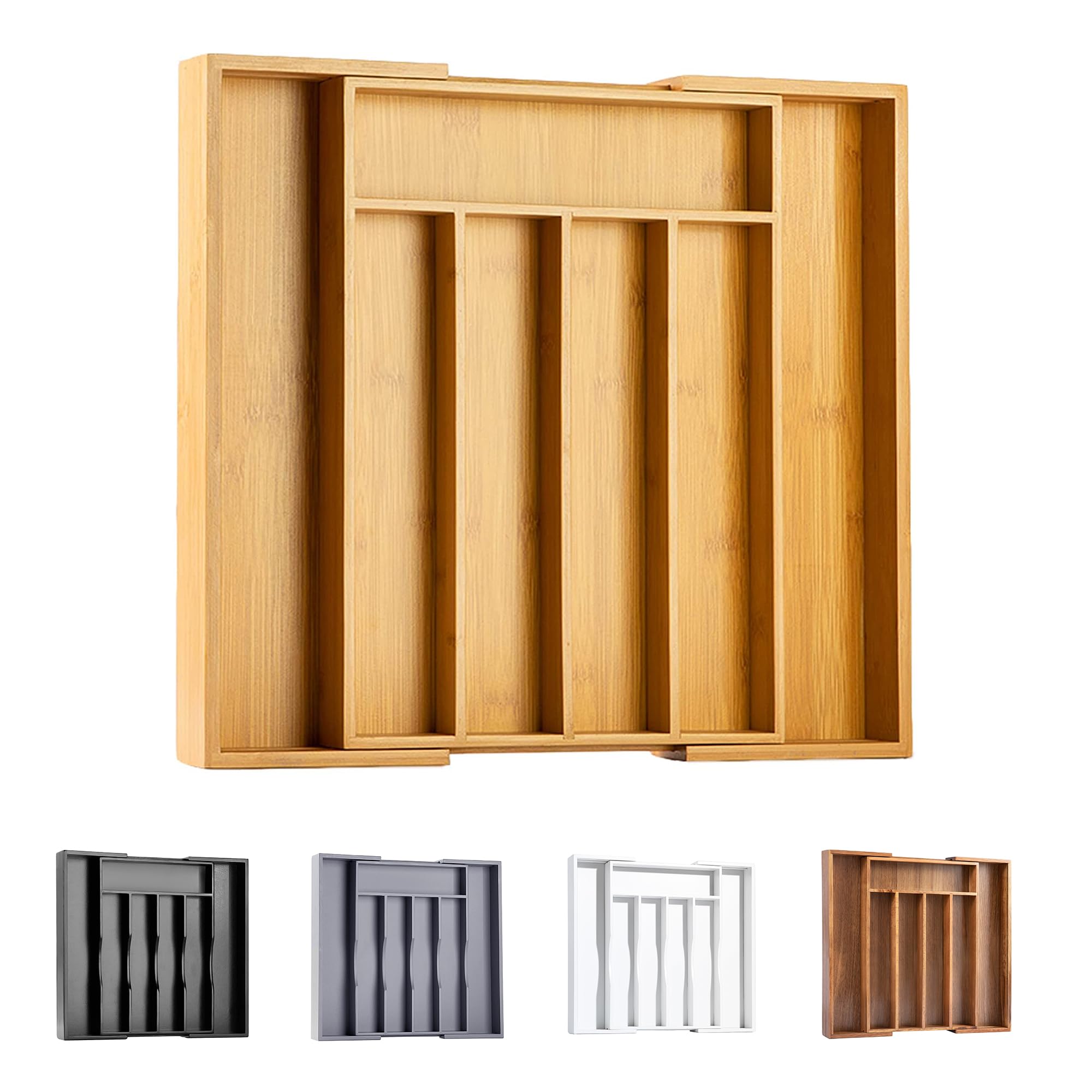 Silverware Organizer Kitchen Drawer Organizer Expandable Bamboo Utensil Holder Cutlery Tray for Kitchen Utensil and Flatware Bedroom Office