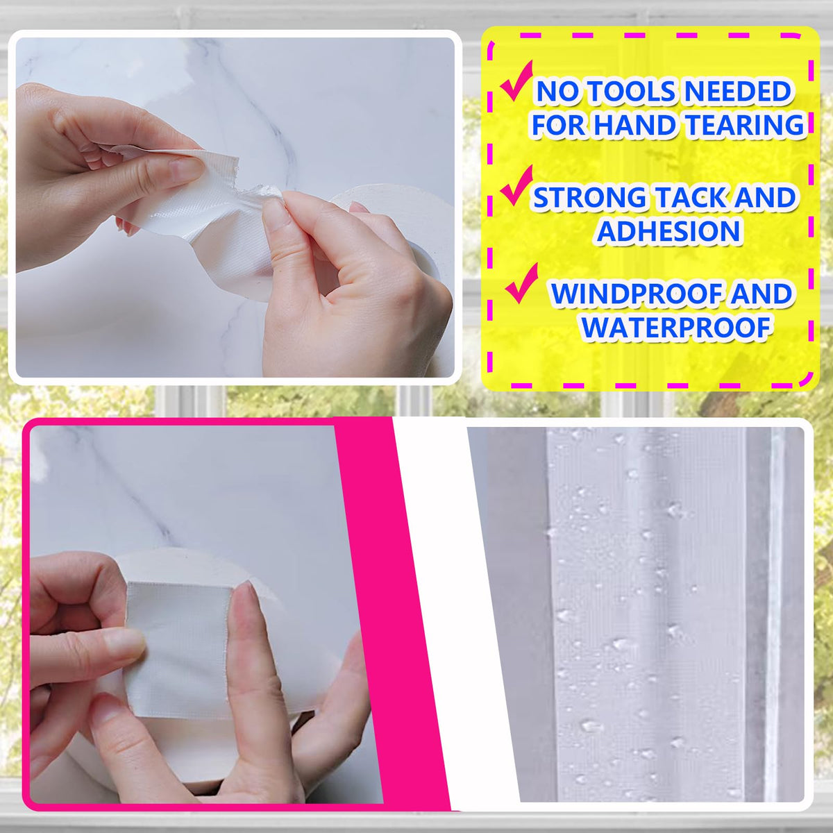 White Window Weather Sealing Tape 2Inch X 65Ft (65.5 Foot)