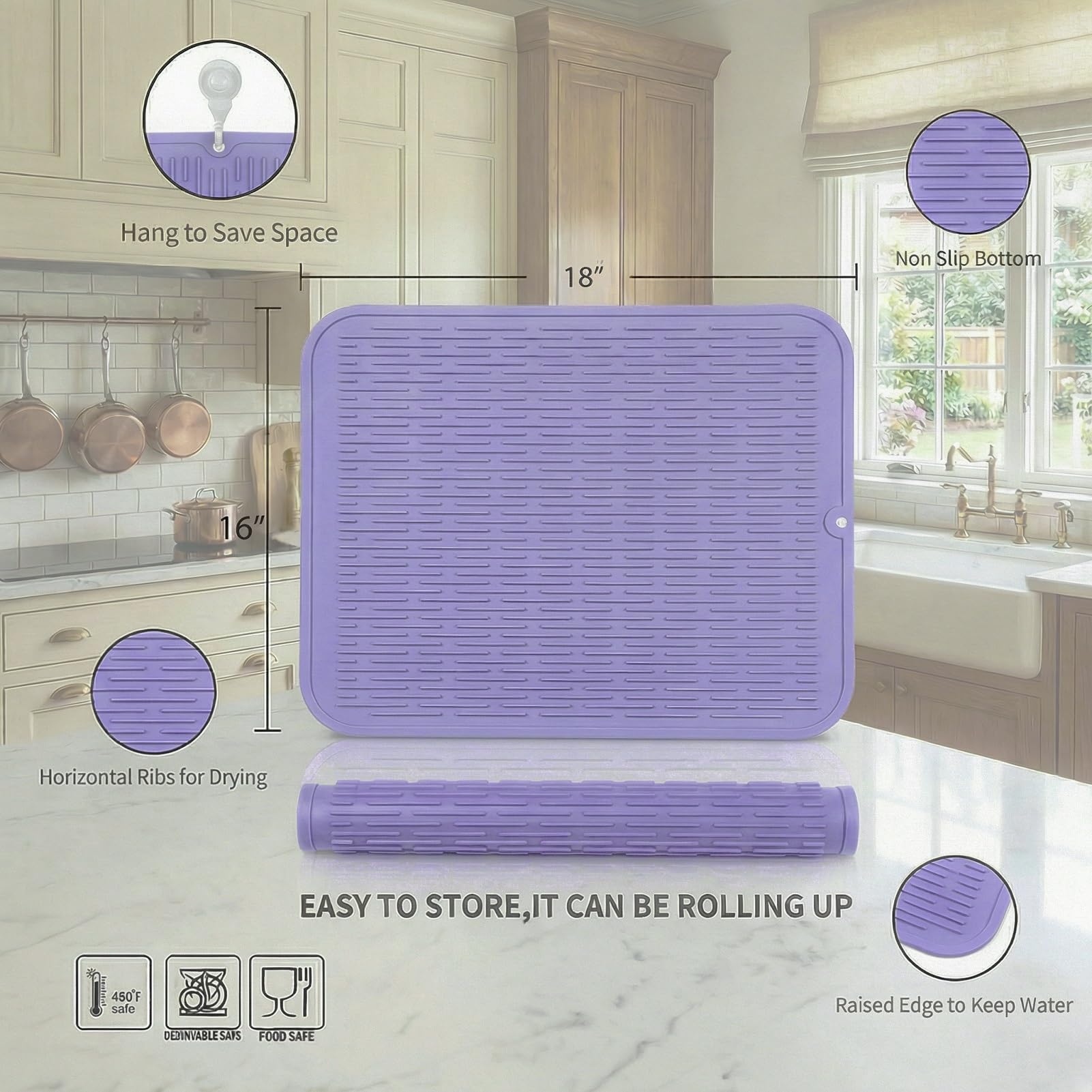 Silicone Dish Drying Mat for Multiple Usage