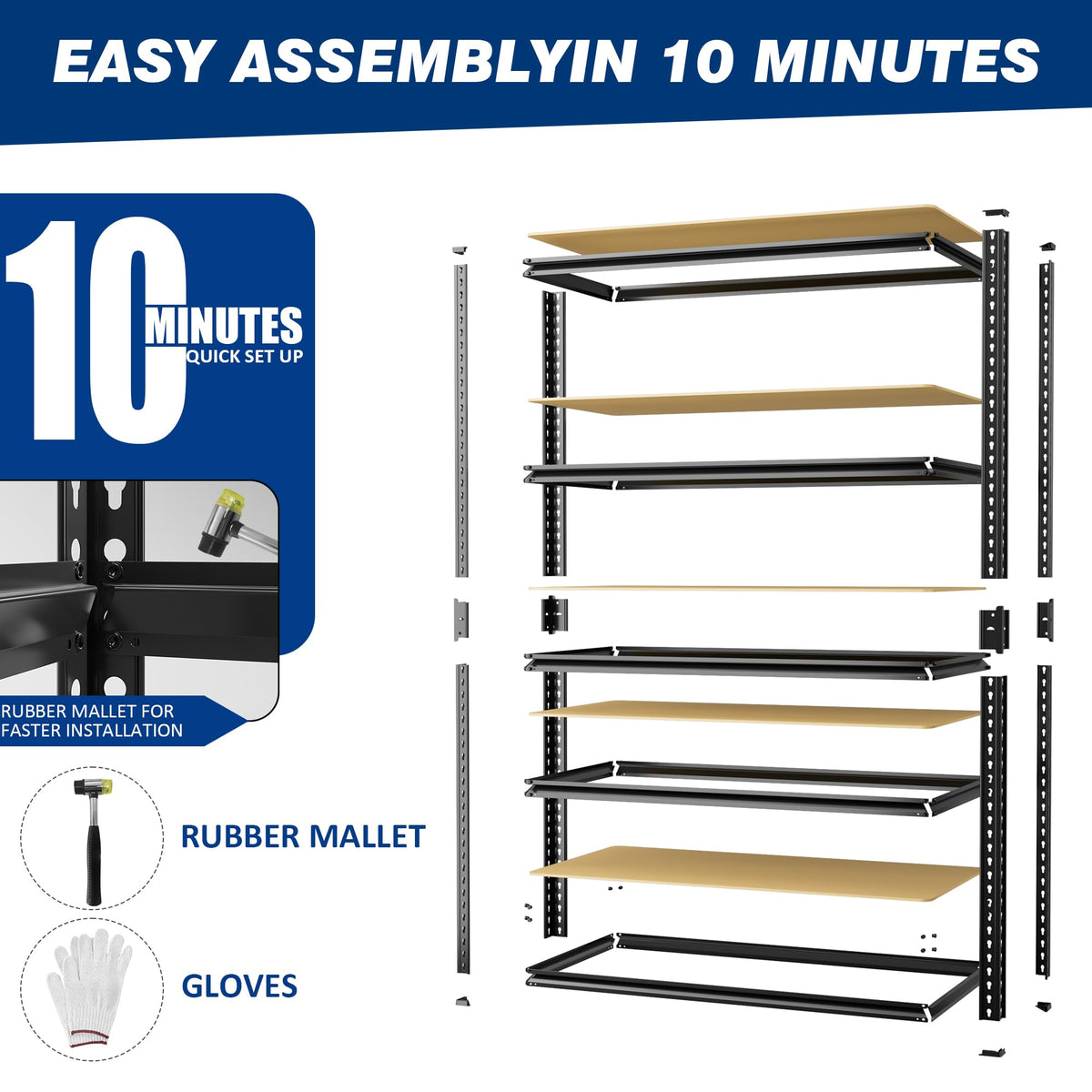 2025LBS Storage Shelves Heavy Duty 5 Tier Garage Storage Shelves