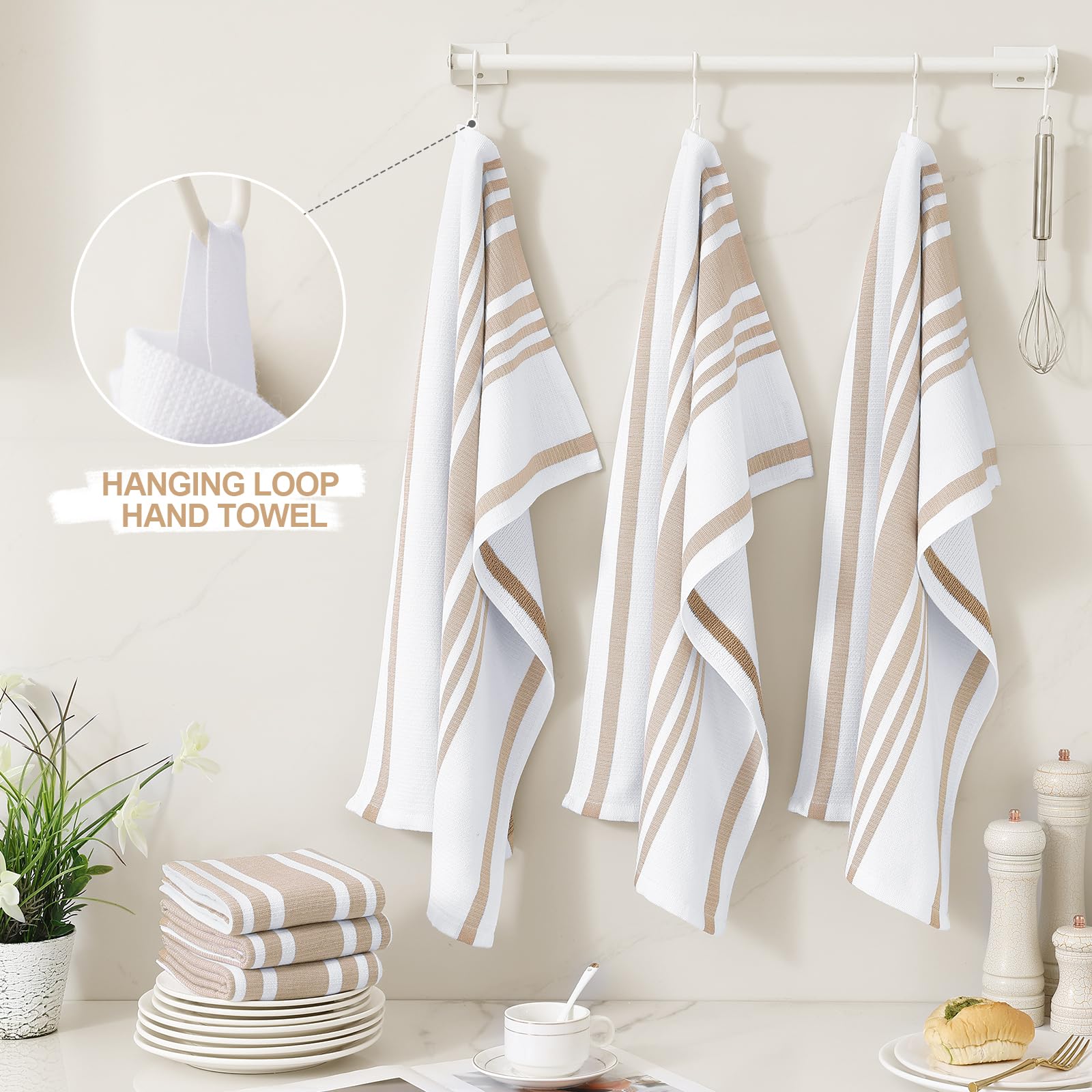 Premium Cotton Stripe Kitchen Towels 8 Pack (8 Count)