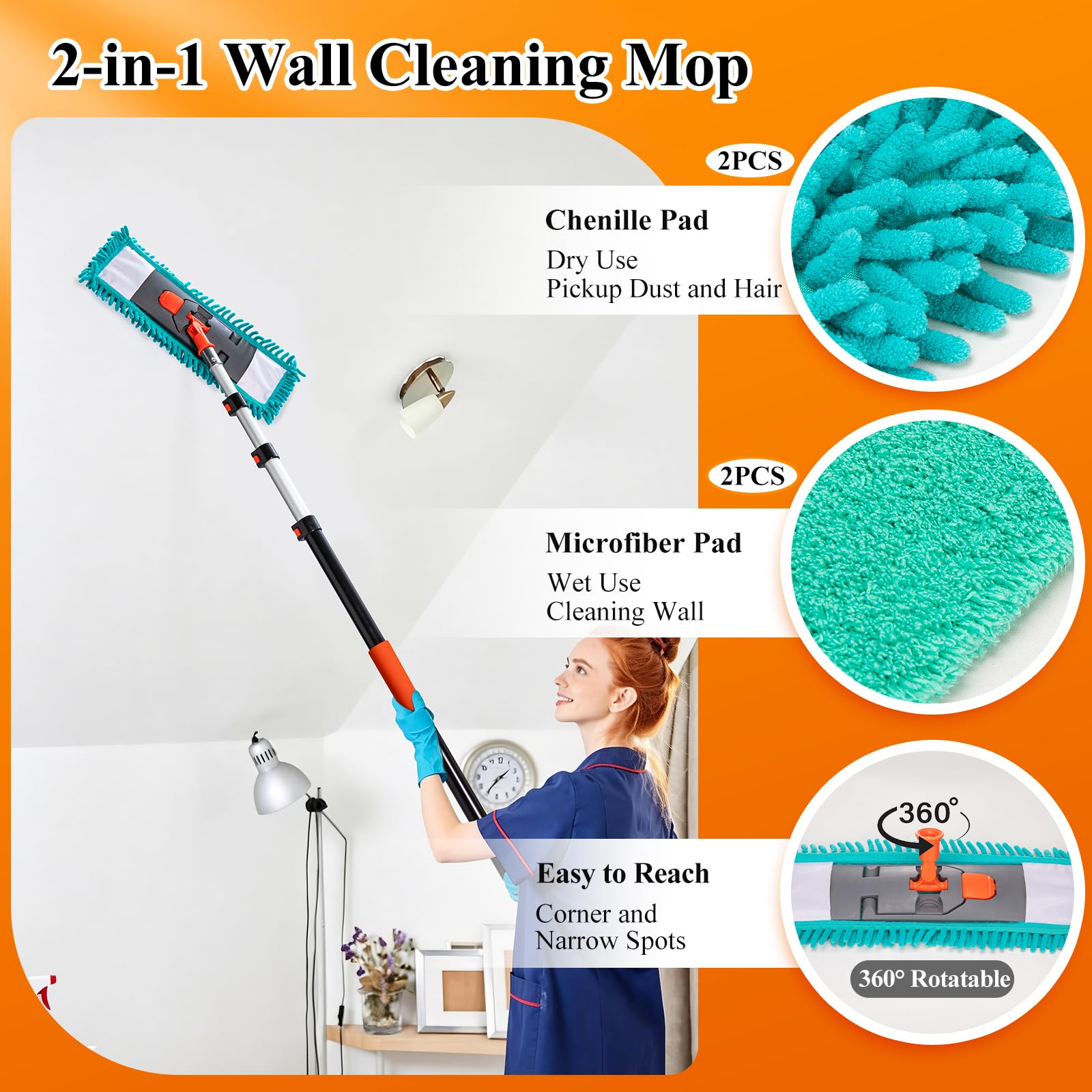 20ft Extendable Duster Kit for High Ceilings with Extension Pole