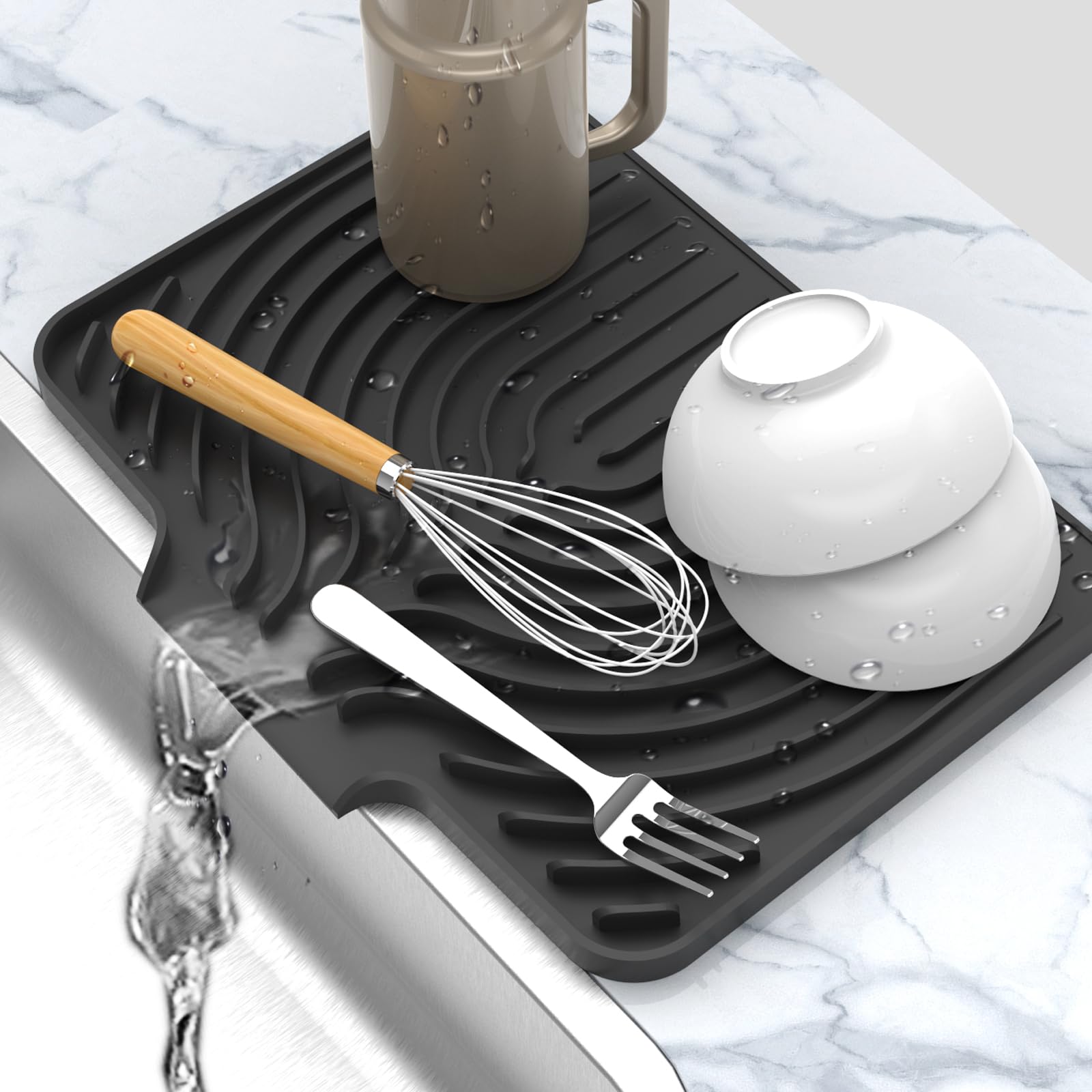 Dish drying mats for kitchen counter
